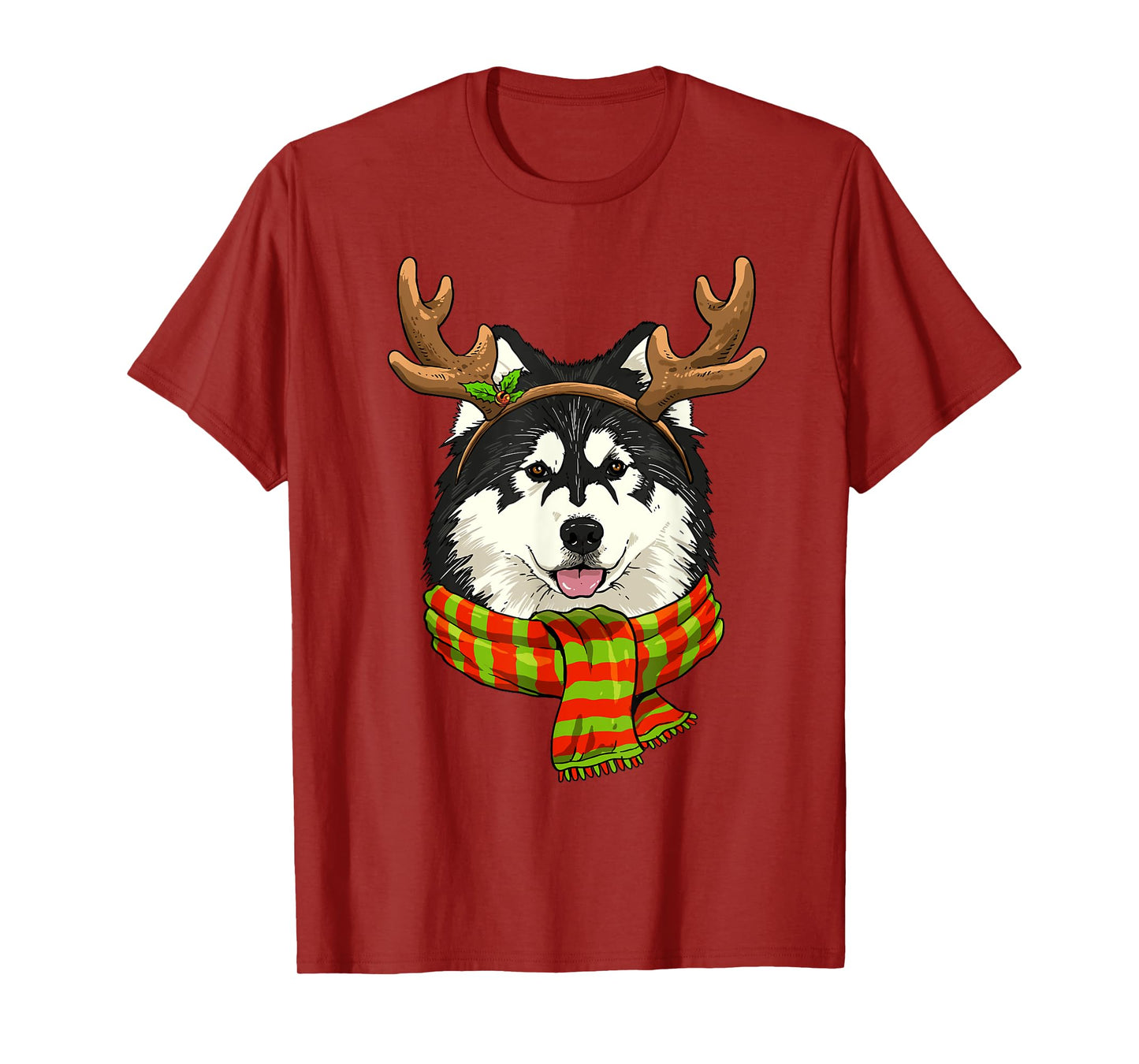 Alaskan Malamute Reindeer Christmas Shirt Xmas Pet Dog Lover T-Shirt