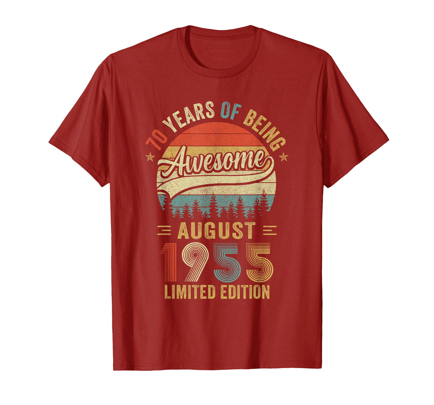 Vintage August 1955 Old 70Th Birthday Men Women T-Shirt