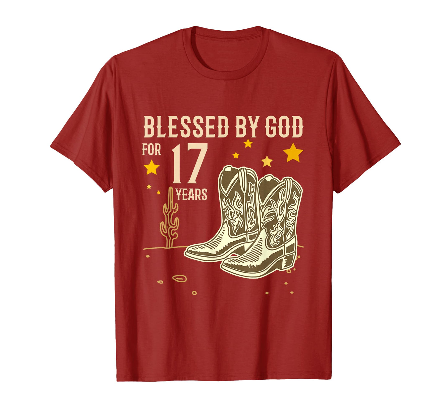 Vintage Blessed by God for 17 Years Cowboy 17th Birthday Boy T-Shirt