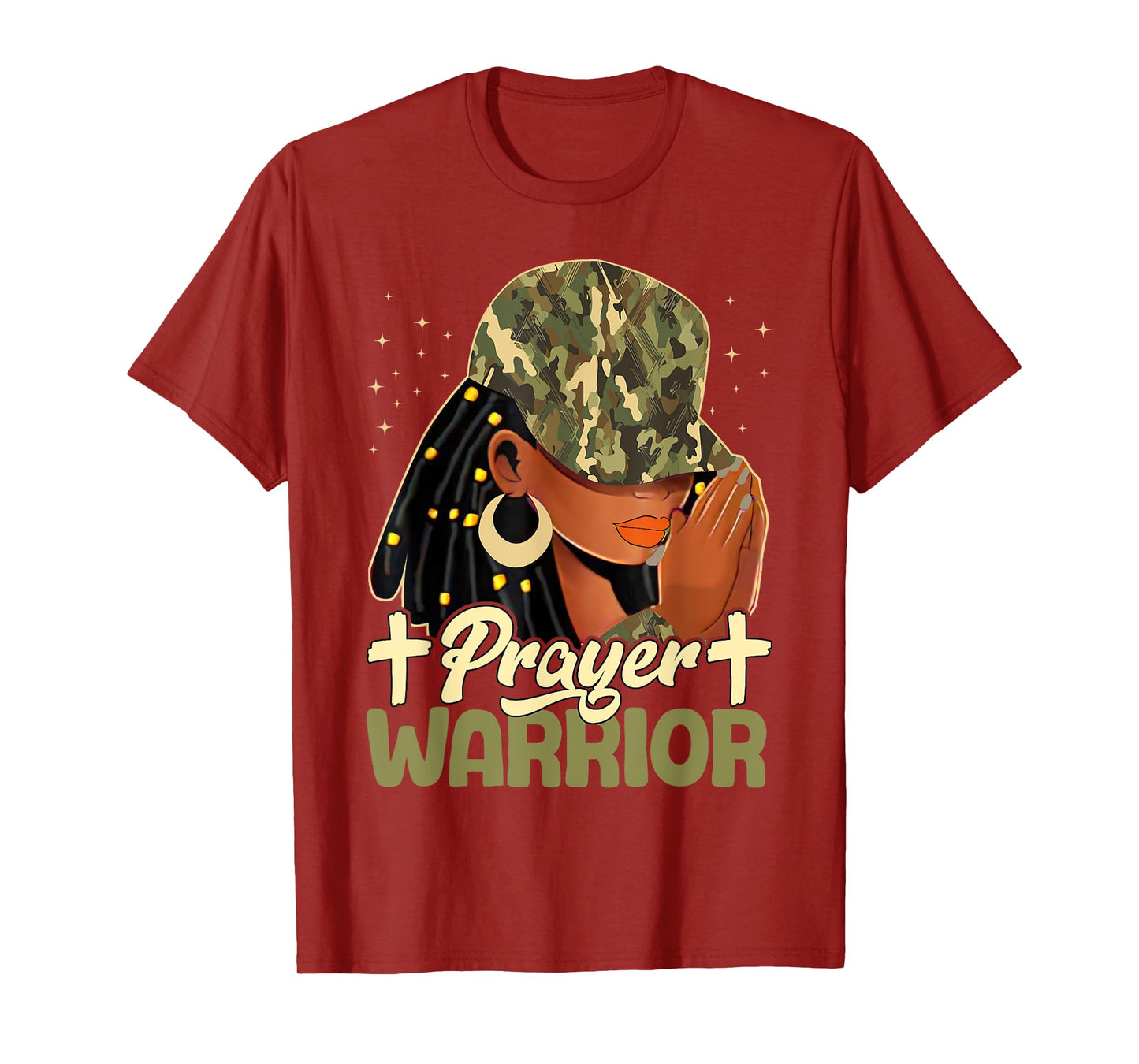 Prayer Warrior Locs Christian Black Woman Camo Bandana T-Shirt