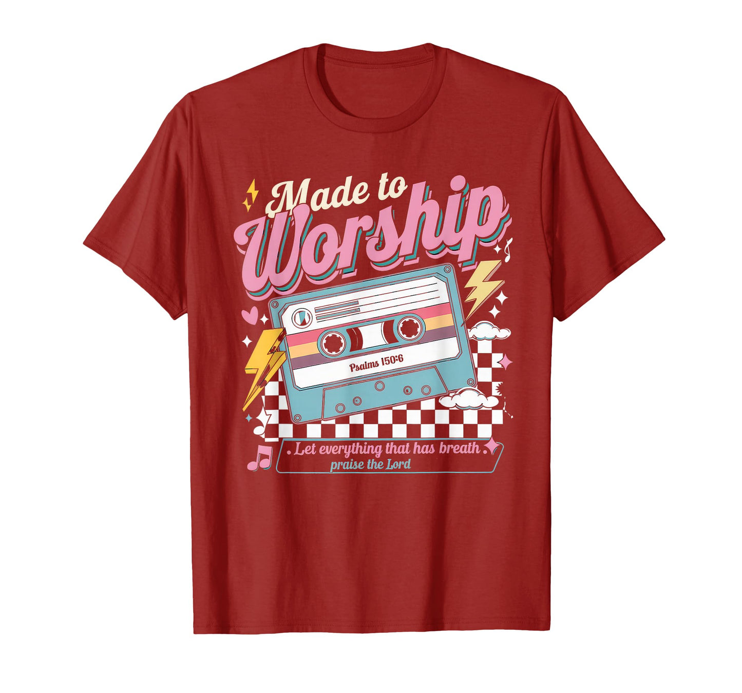 Worship Tshirt Christian Music Retro Cassette Psalms 150:6 T-Shirt