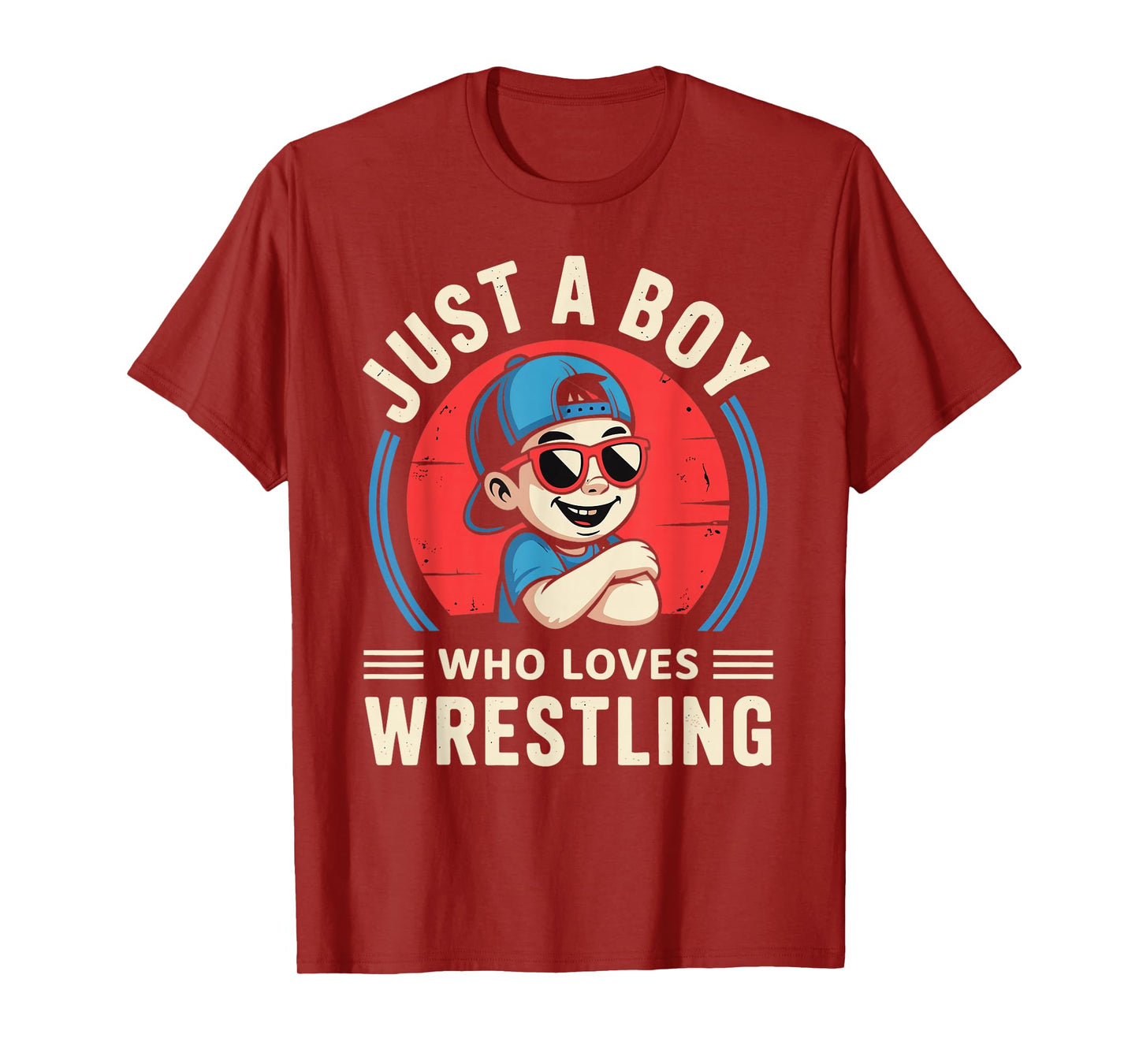 Just A Boy Who Loves Wrestling Retro Vintage T-Shirt