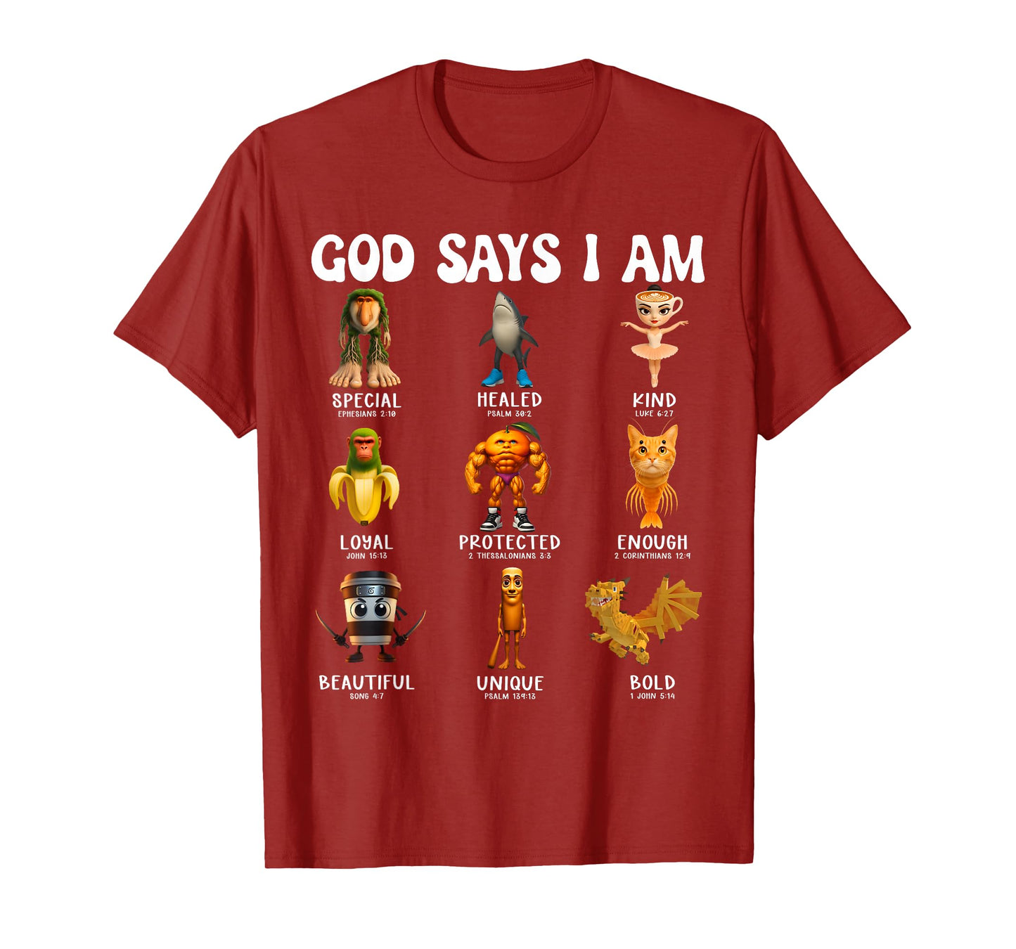 God Says I Am Quirky Italian Brainrot Scripture Design T-Shirt