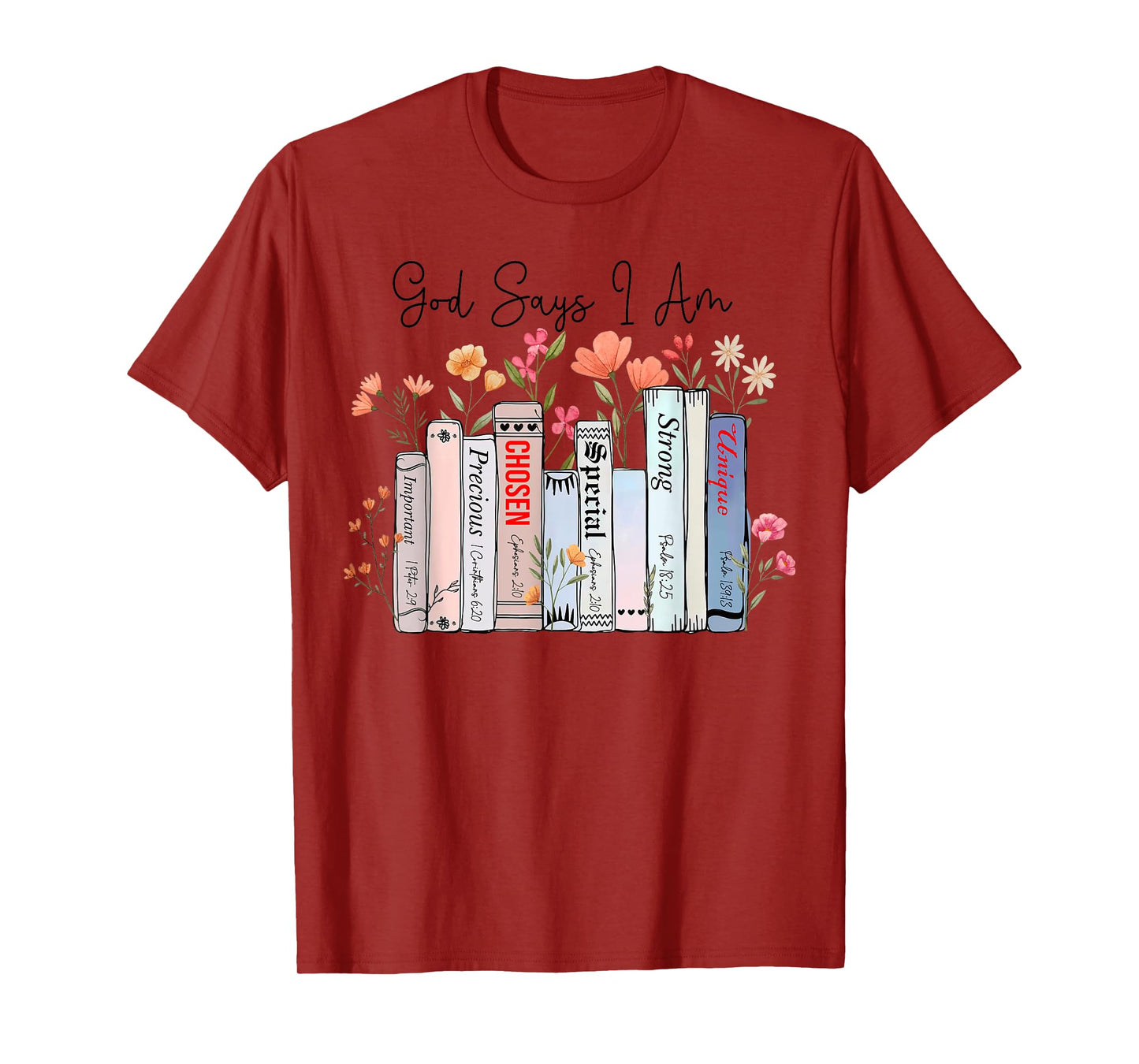 God Says I Am Funny Book Bible Verse Christian Girls Women T-Shirt