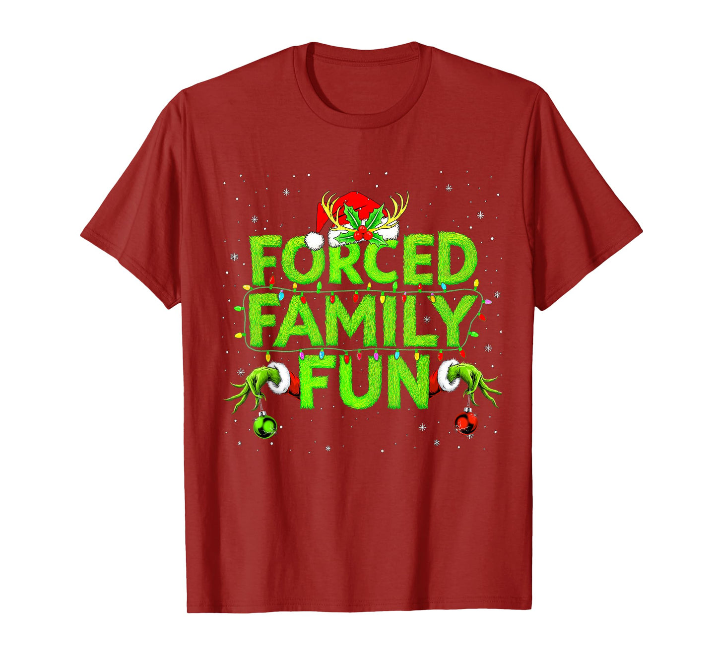 Funny Forced Family Fun Christmas Holiday Shirt Men Kids Boy T-Shirt