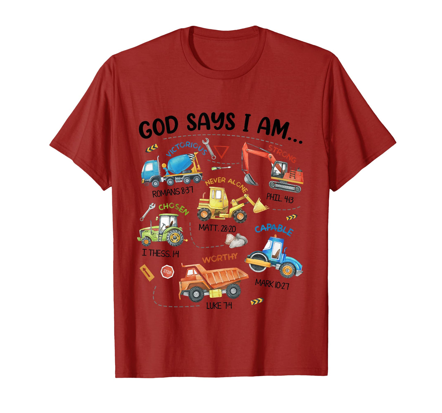 Kids God Says I Am Construction Bible Verse Truck Toddler Boys T-Shirt