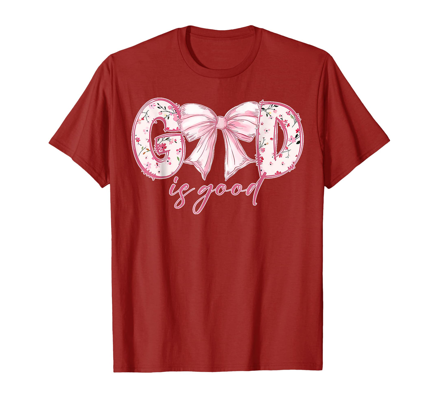 Coquette Valentine Bow God Is Good Bible Christian Worship T-Shirt