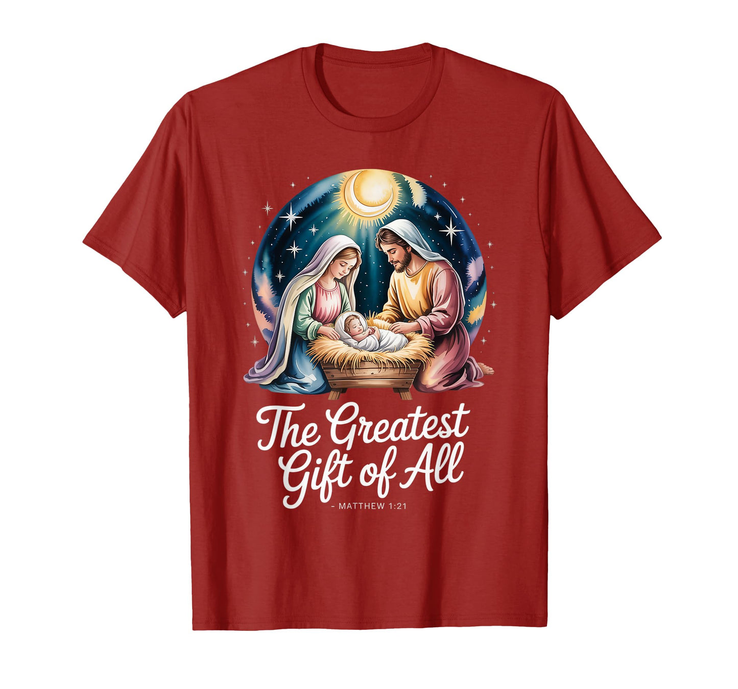 Manager Nativity Scene Greatest Gift of All Jesus Christmas T-Shirt