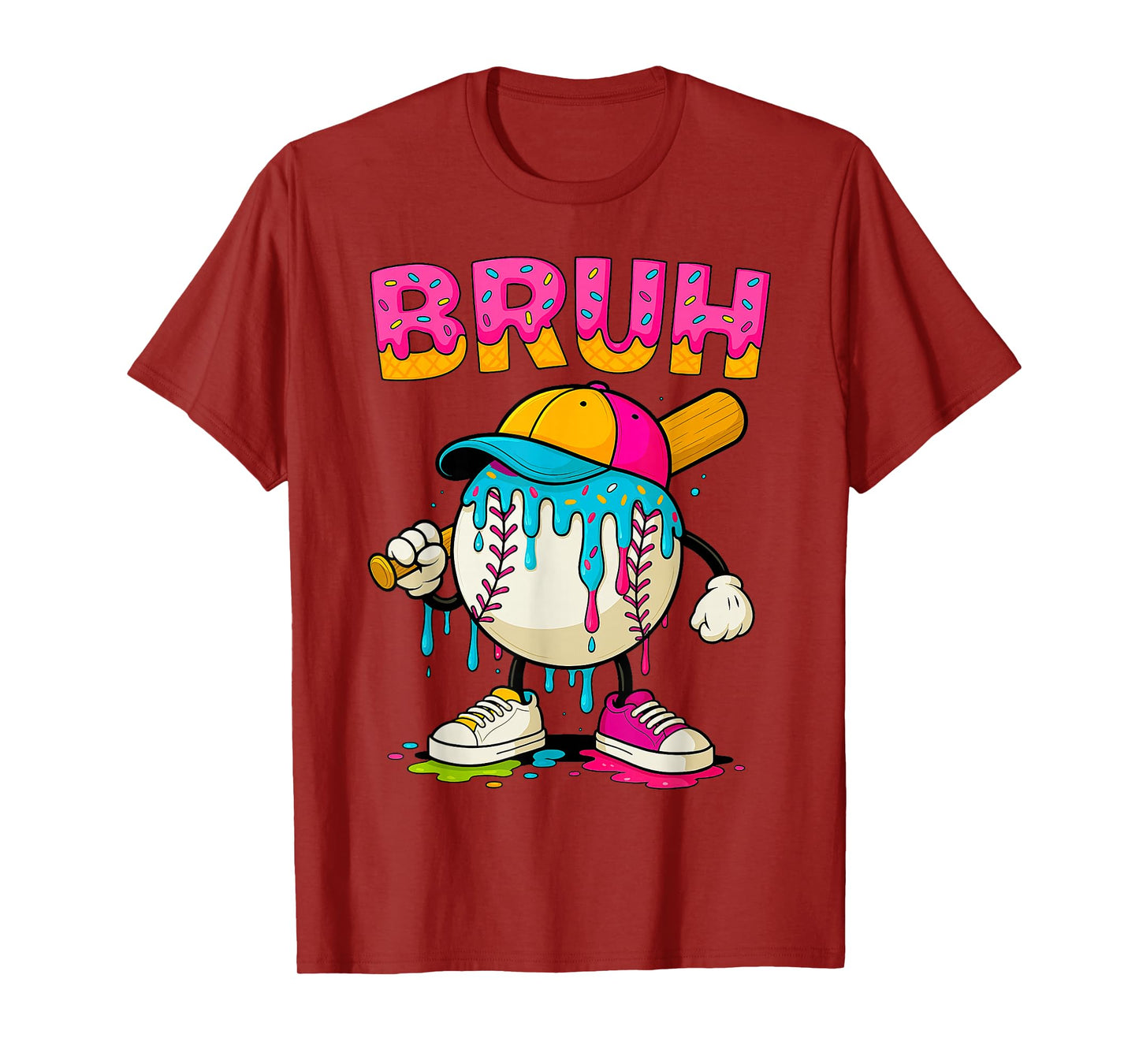 Baseball drip Shirt Bruh Baseball Drip Ice Cream Boys T-Shirt