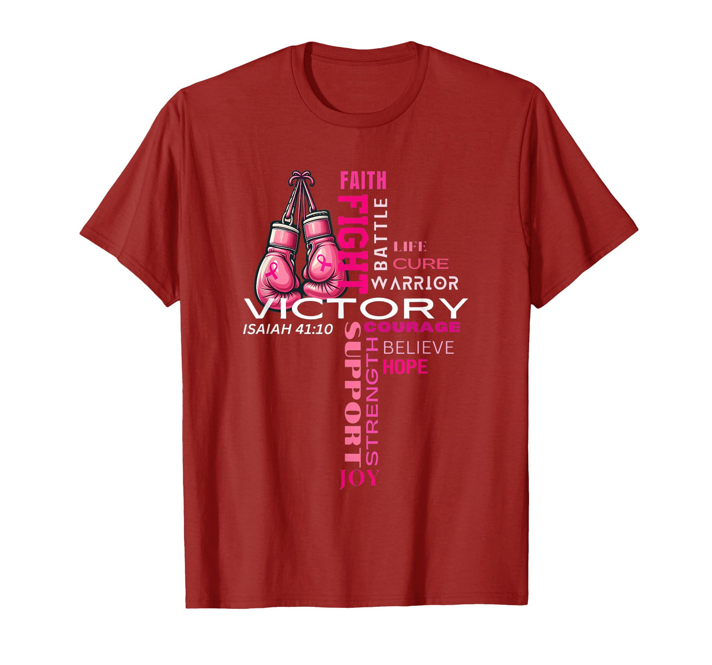 Faith Based Cross Word Art Breast Cancer Awareness Shirt T-Shirt