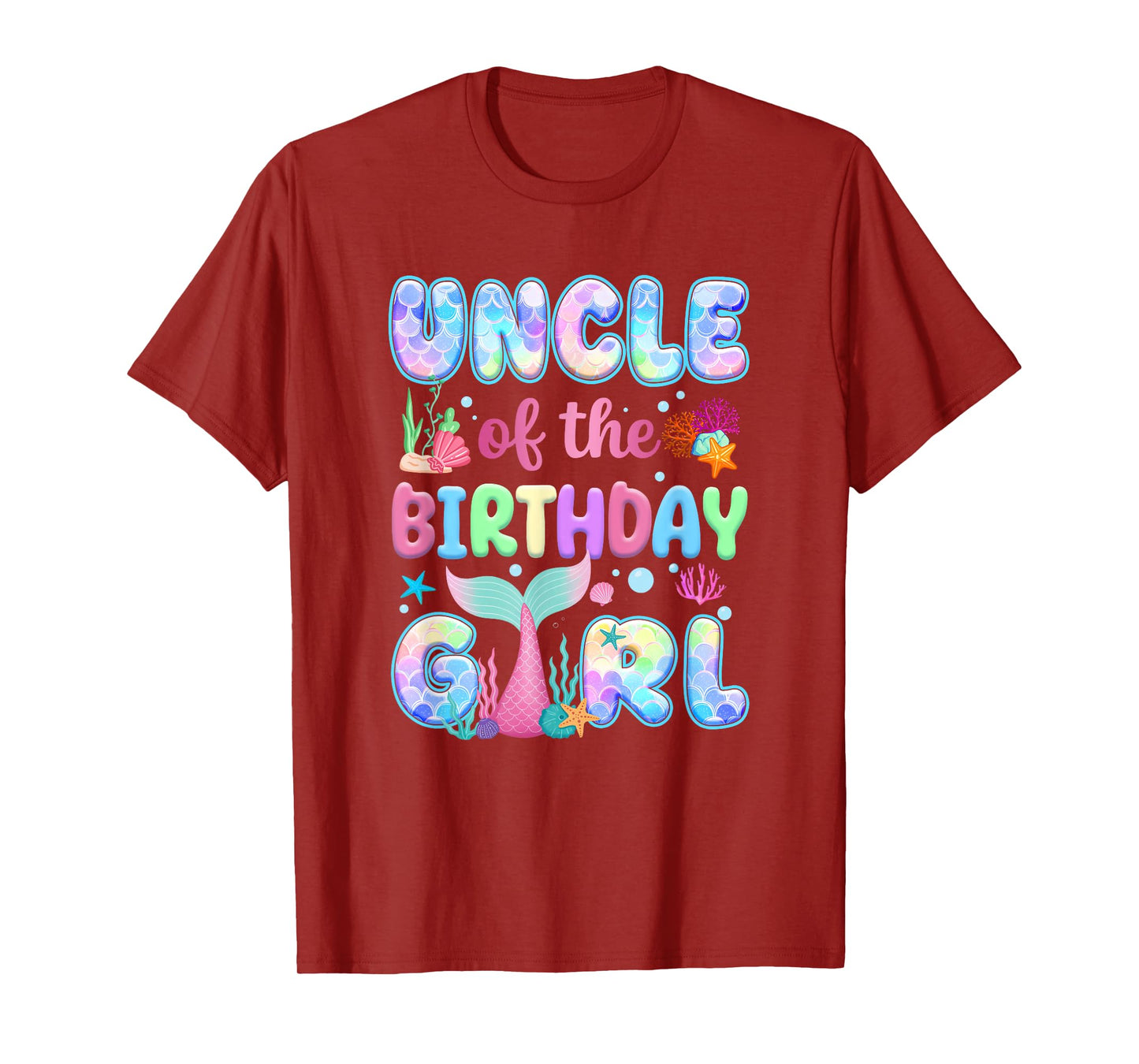 Uncle Of The Birthday Mermaid Girl Family Matching Party T-Shirt