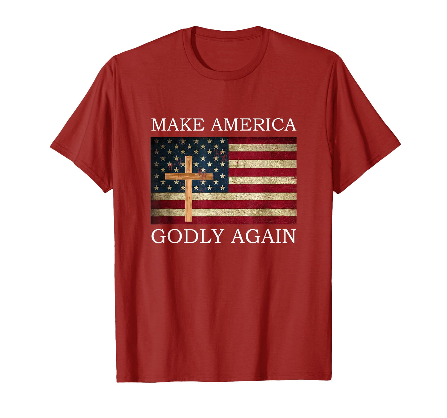 Make America Godly Again American Flag Cross Jesus T-Shirt