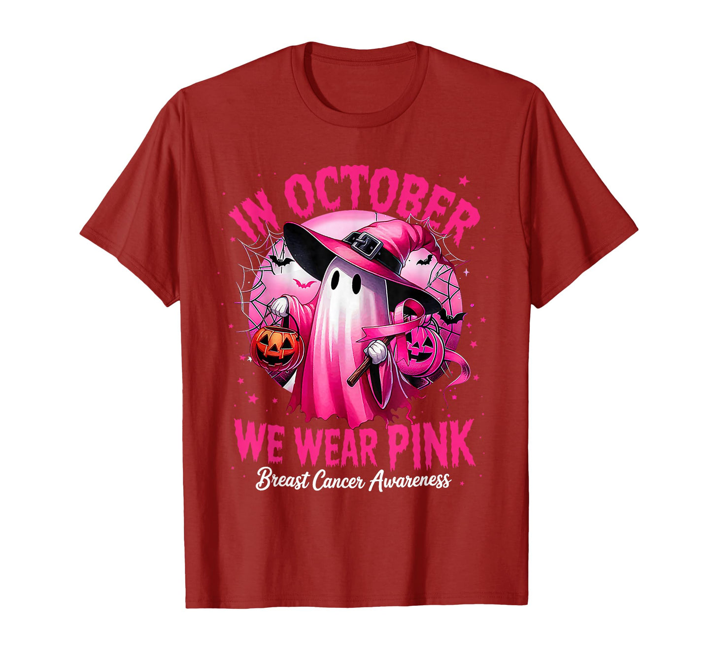 In October We Wear Pink shirt Ghost Breast Cancer Awareness T-Shirt