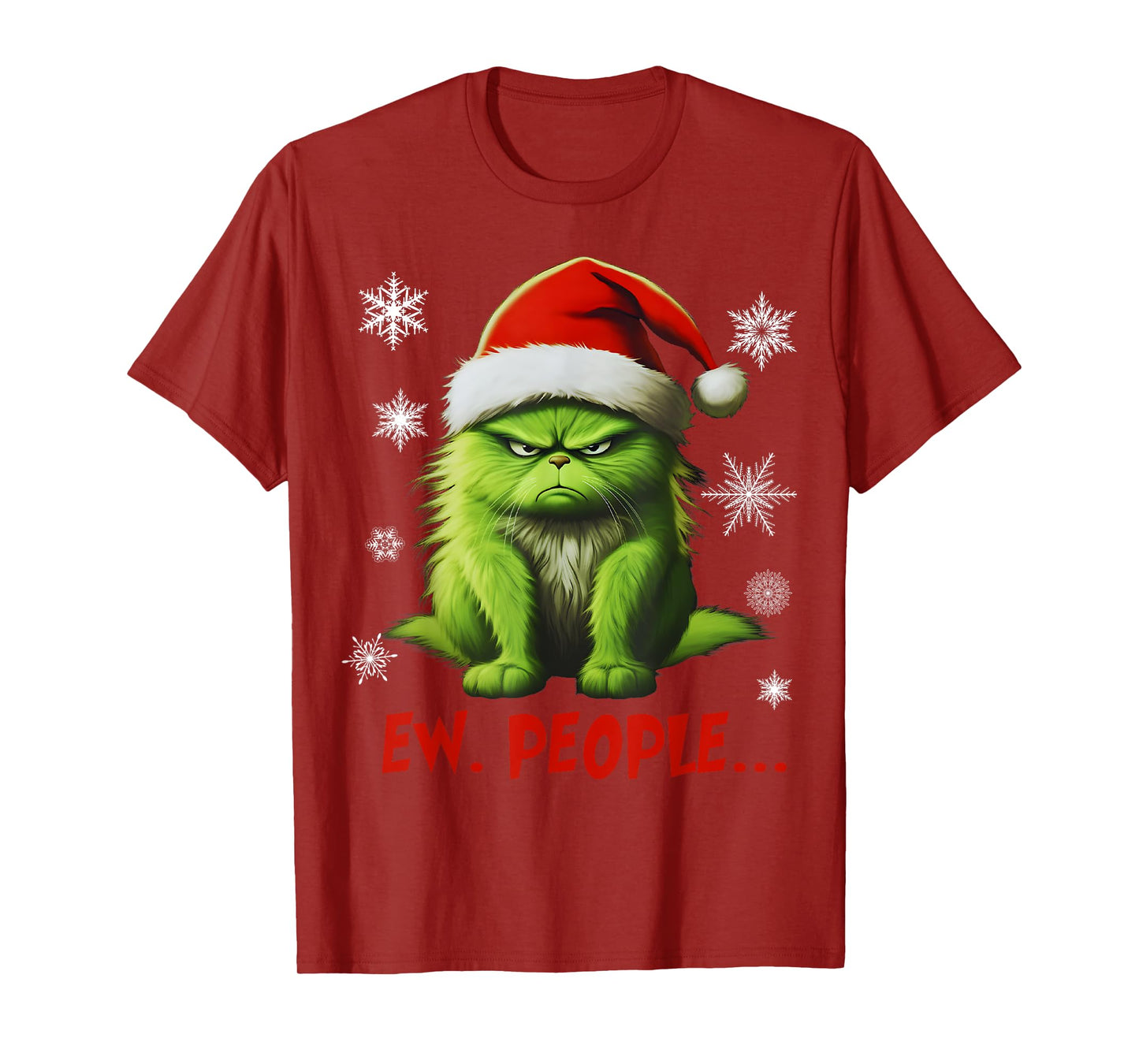 Funny Christmas Cat Ew People Meowy Cat Lovers Men Women Kid T-Shirt