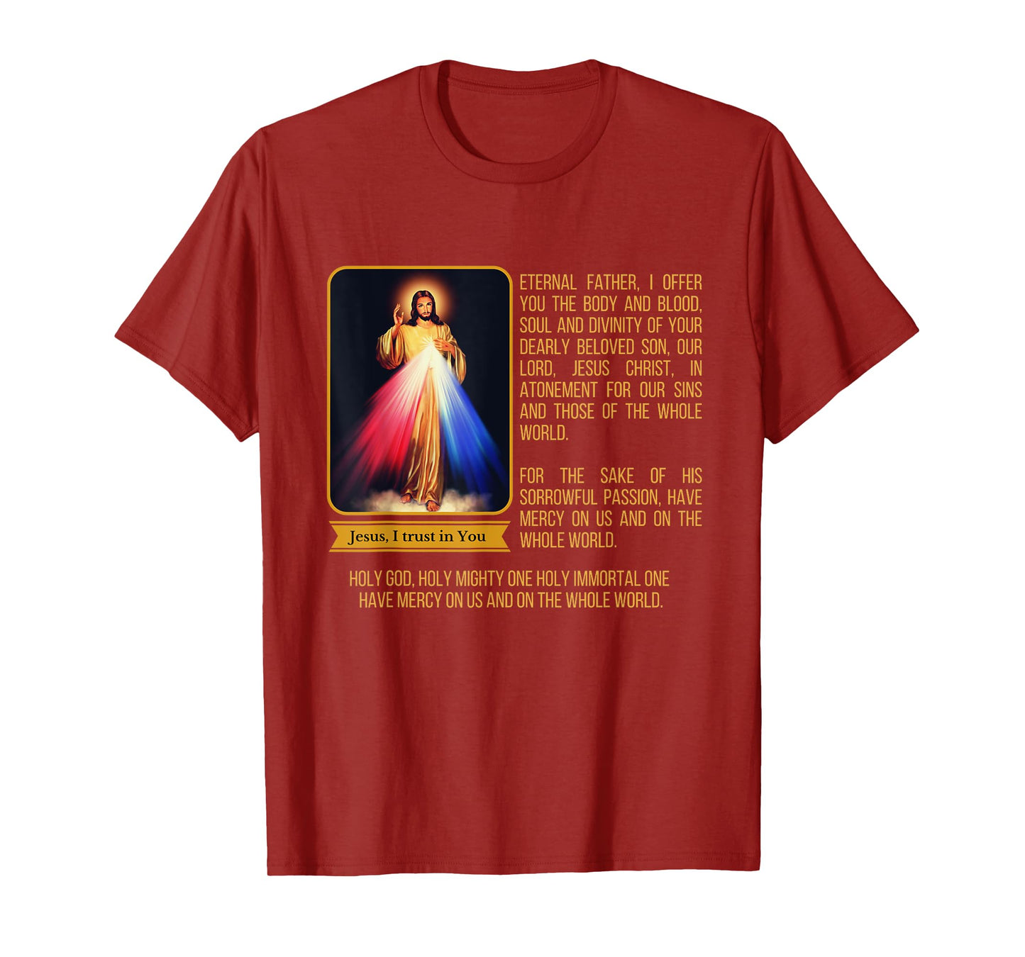 Divine Mercy Jesus Image Chaplet Novena Prayer Catholic T-Shirt