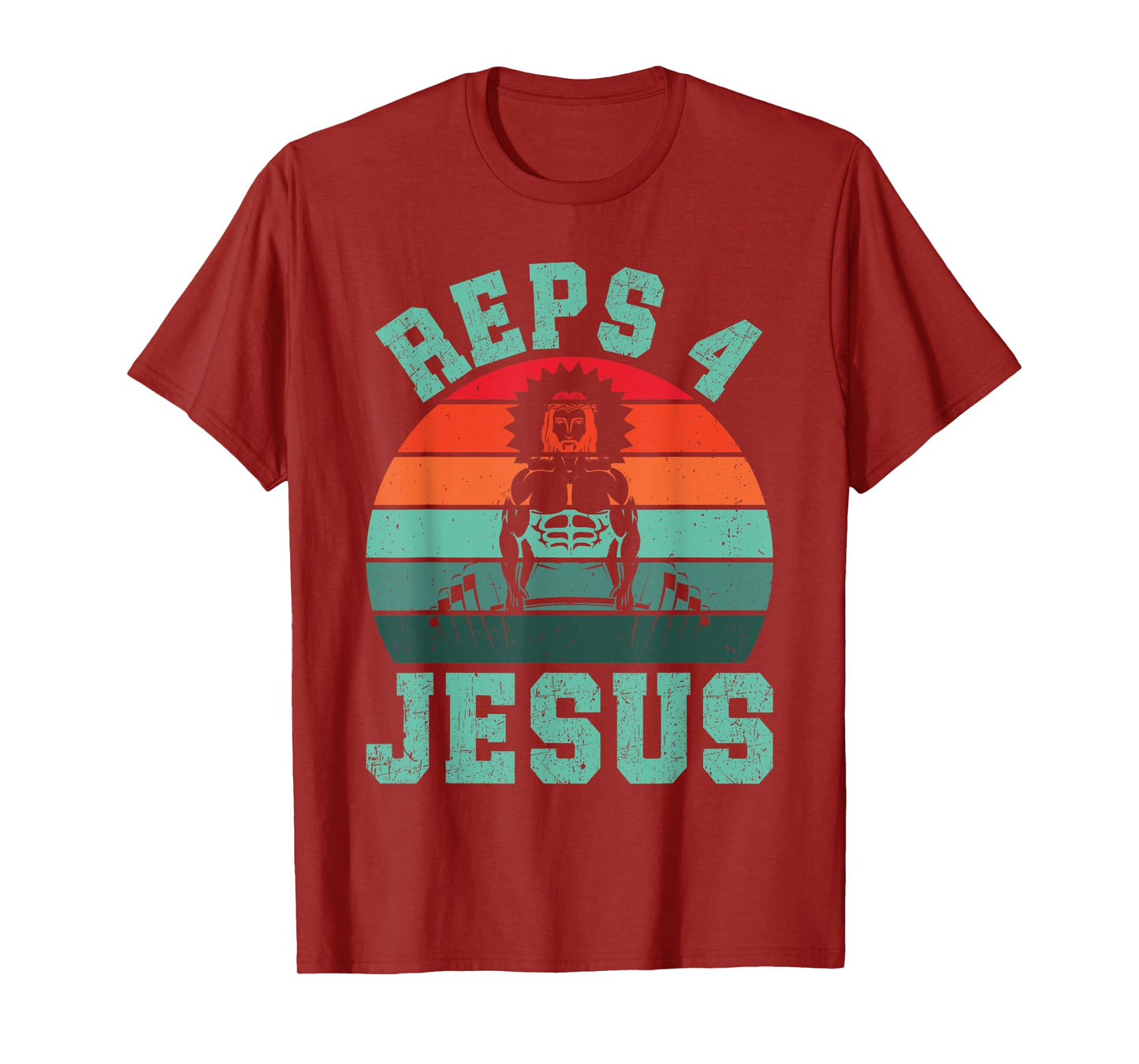 Jesus Reps 4 Jesus Christian Weightlifting Retro Fitness Gym T-Shirt