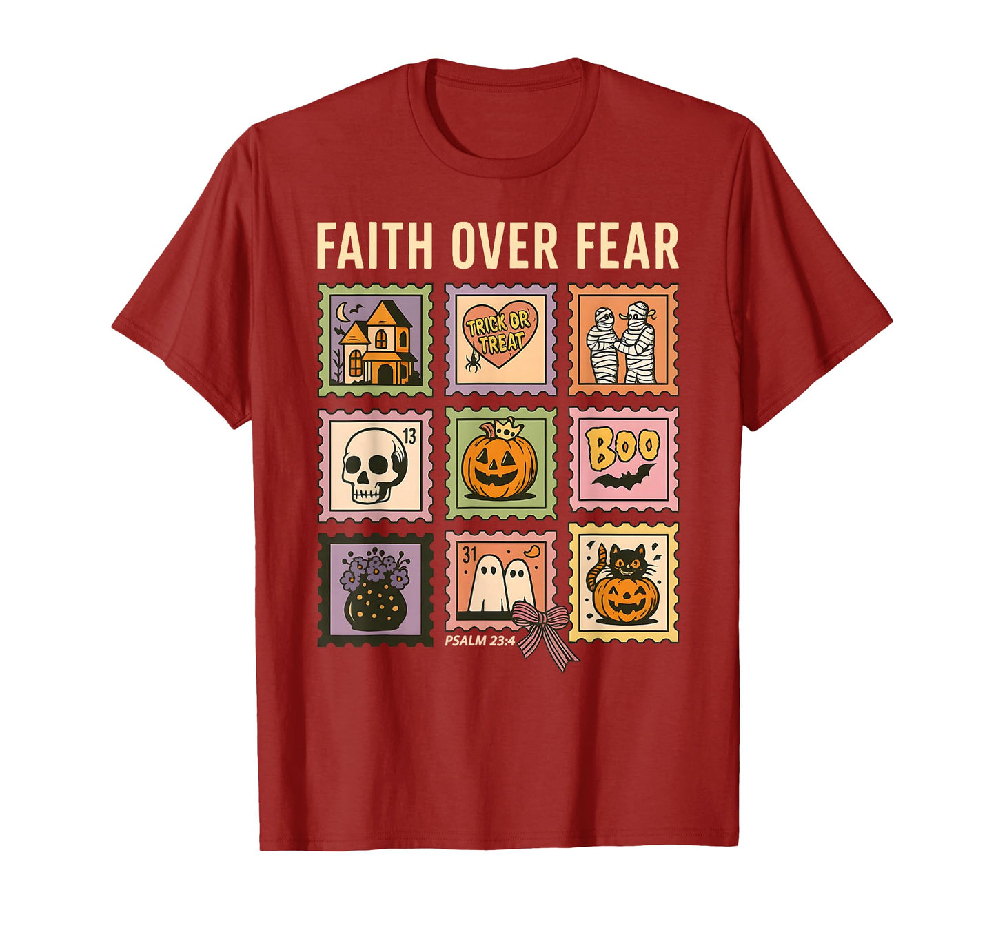 Faith Over Fear Christian Halloween Stamp Believers T-Shirt