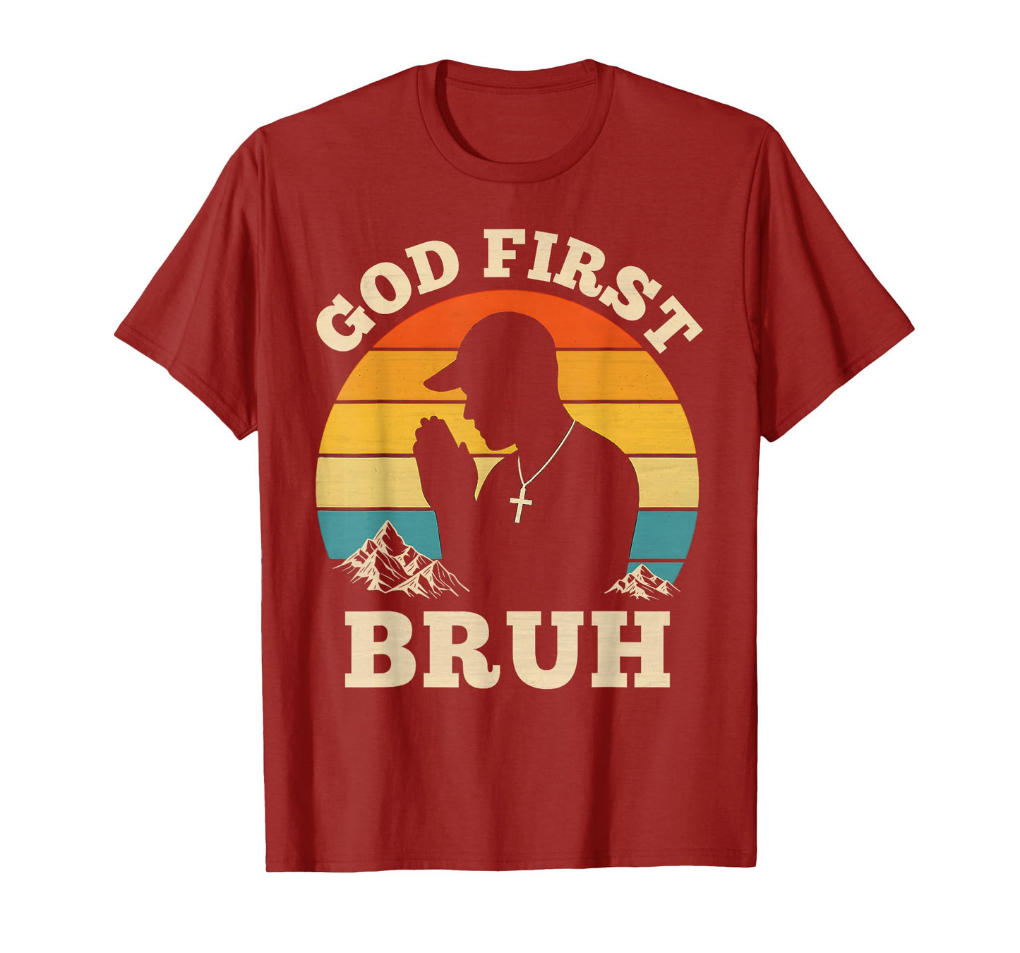 God First Bruh Vintage Hip Hop Christian Teenagers Praying T-Shirt