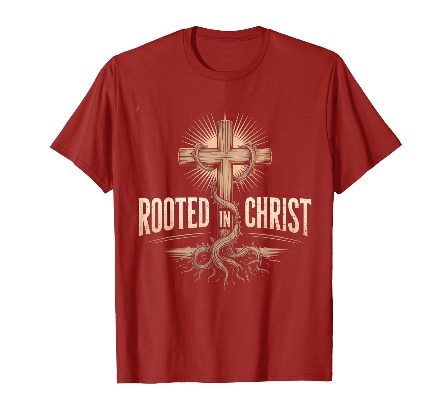 Rooted in Christ Jesus Cross Christian Faith T-Shirt