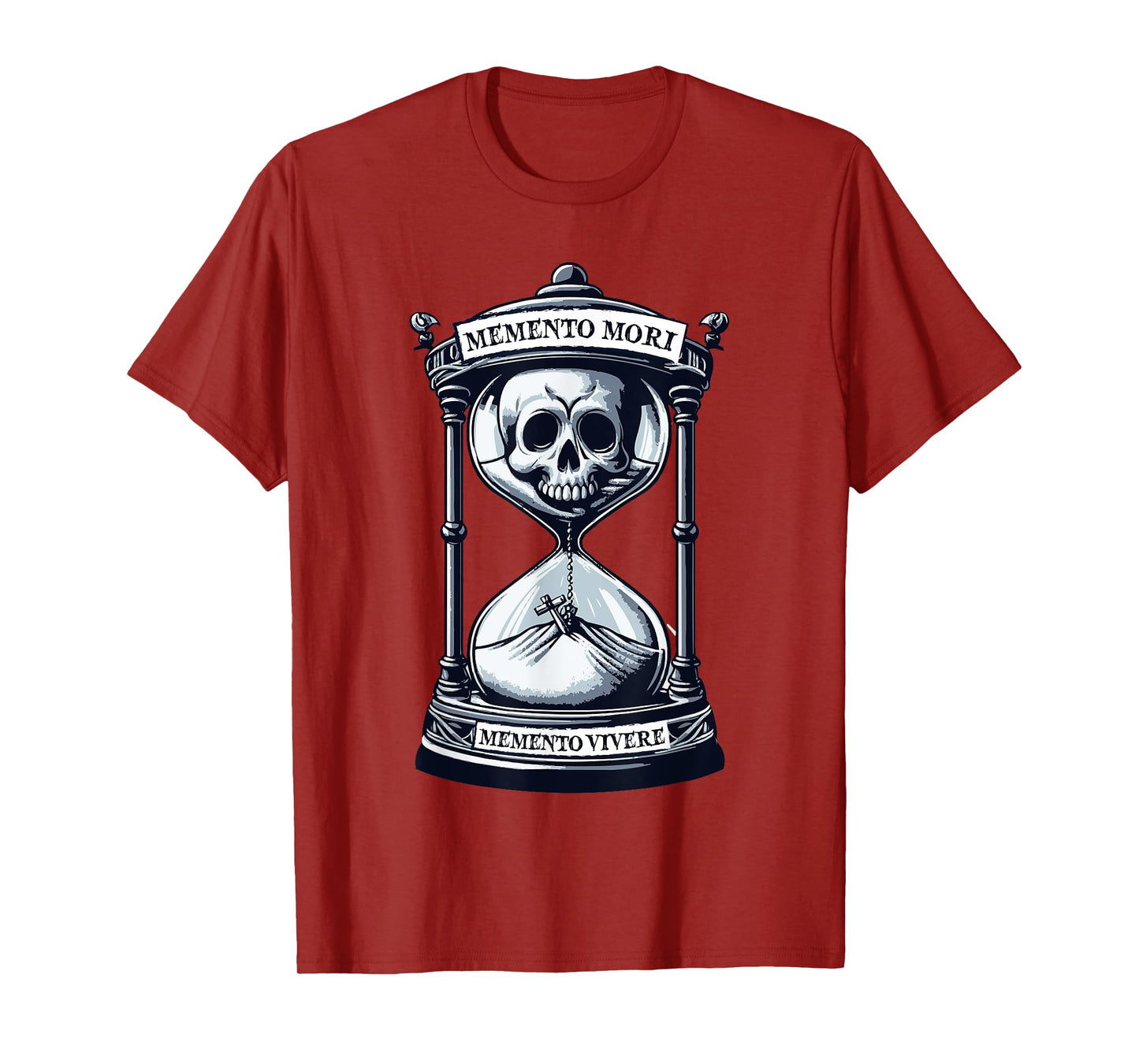 Memento Mori Memento Vivere Skull Design Stoic Philosopher T-Shirt