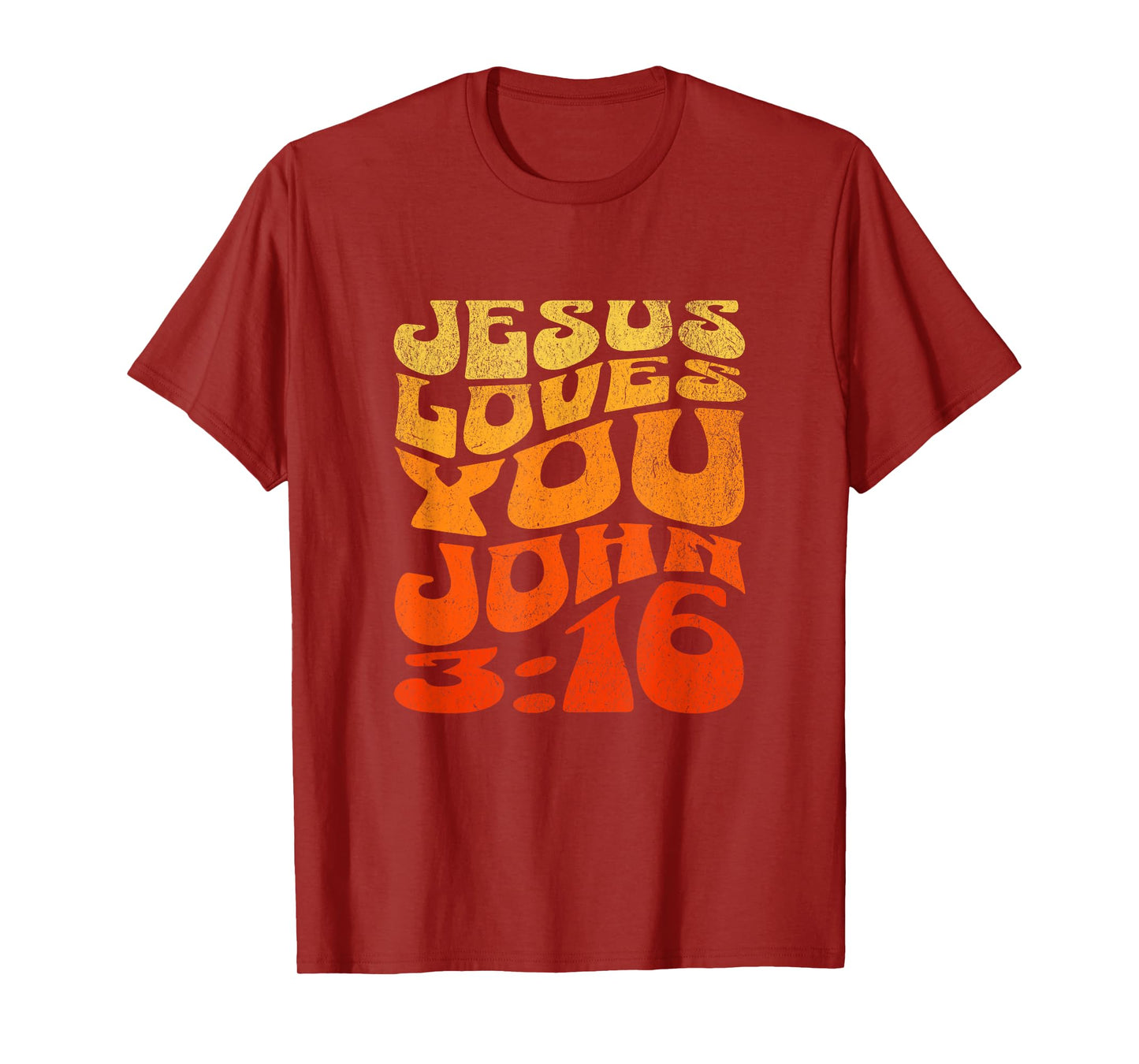 Jesus Loves You John 3:16 Bible Christian Faith Wavy Text T-Shirt