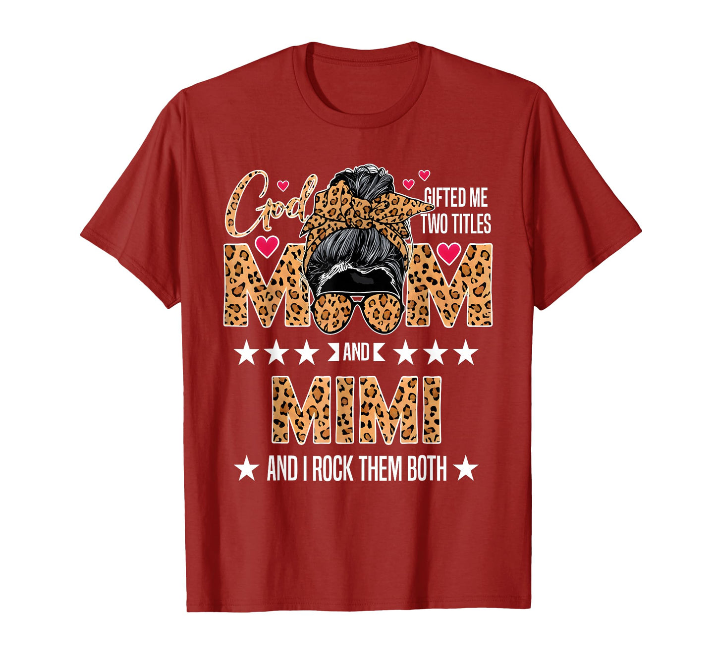 God Mom Mimi Leopard Print Bandana Bun Sunglasses Gift T-Shirt