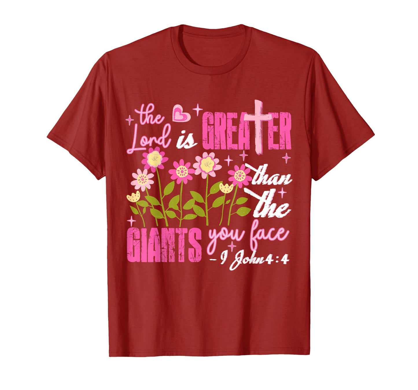 Floral The Lord Is Greater Than The Giants You Face Bible T-Shirt