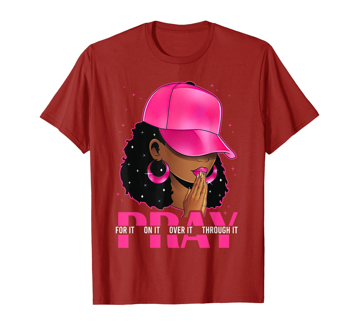 Pray On It Pray Over It Black Woman Afro Christian Sayings T-Shirt