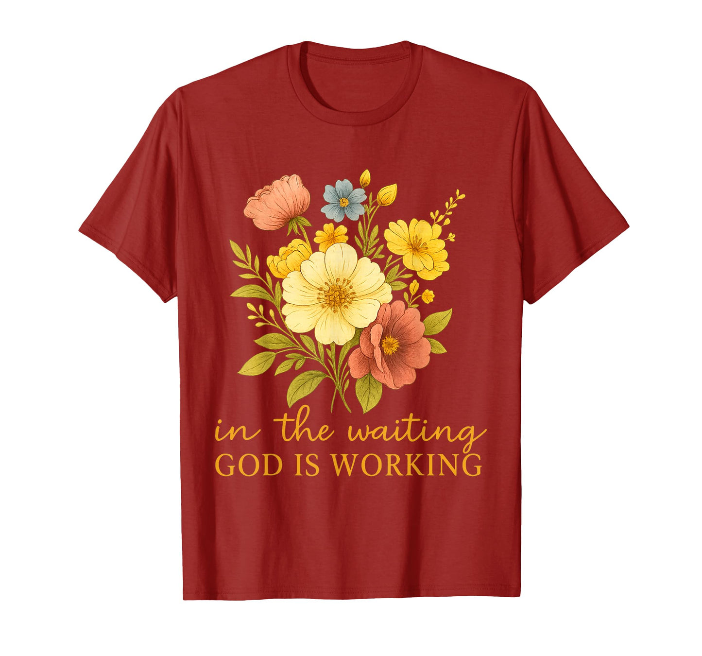 Retro in The Waiting God is Working Faith Jesus Christian T-Shirt