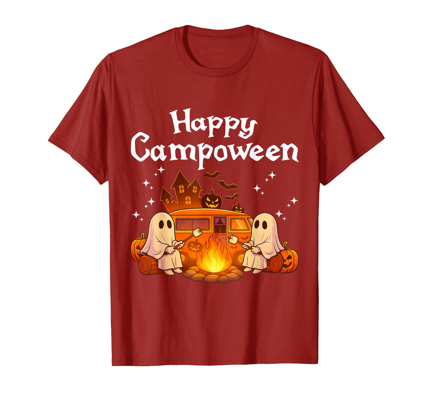 Happy Campoween Spooky Camping Ghosts Halloween Camping T-Shirt