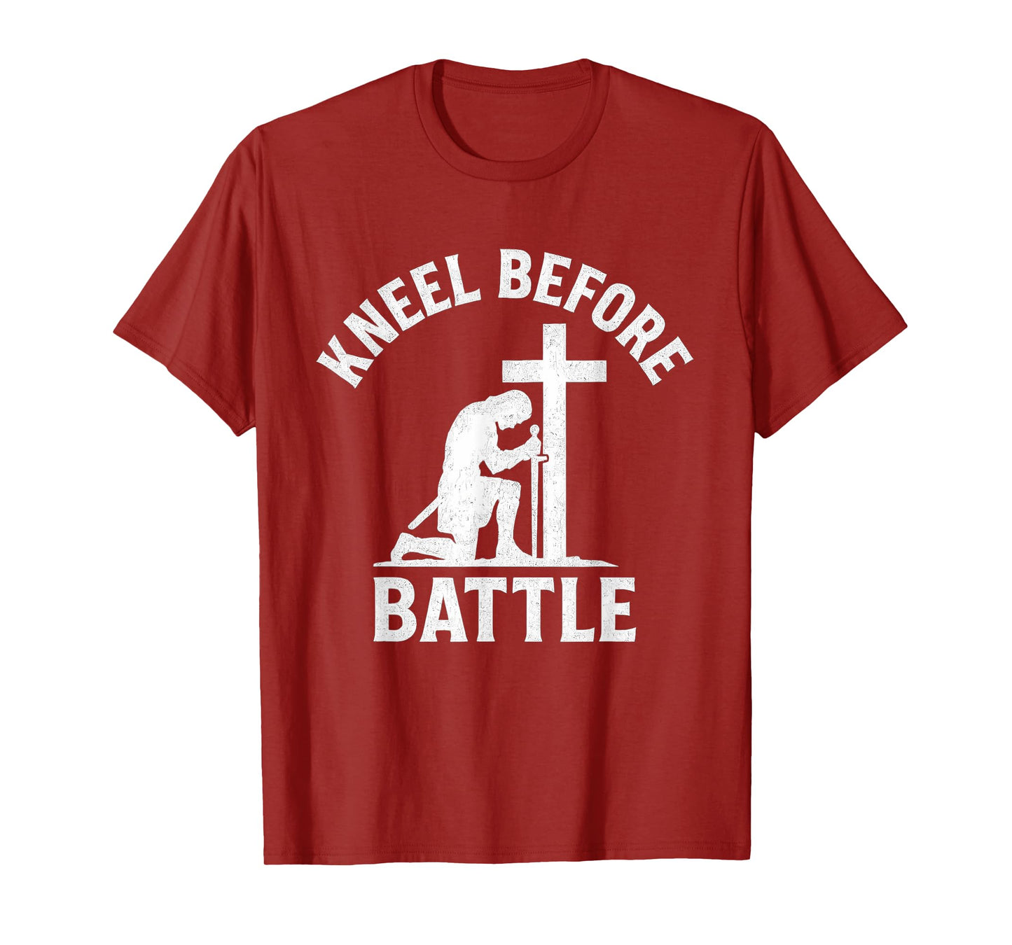 Kneel Before Battle Warrior Cross Christian T-Shirt