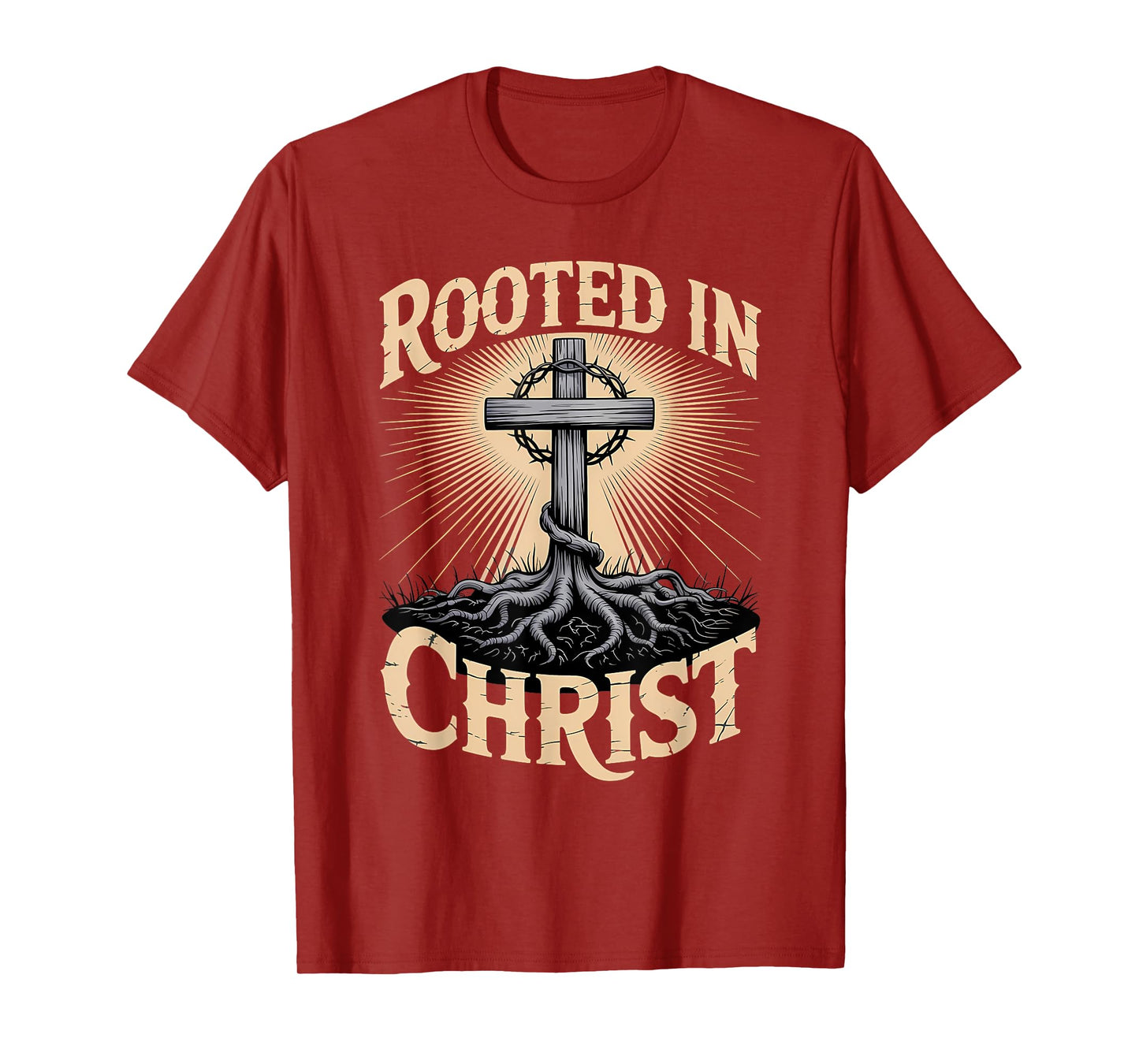 Rooted in Christ Jesus Cross Christian Faith T-Shirt
