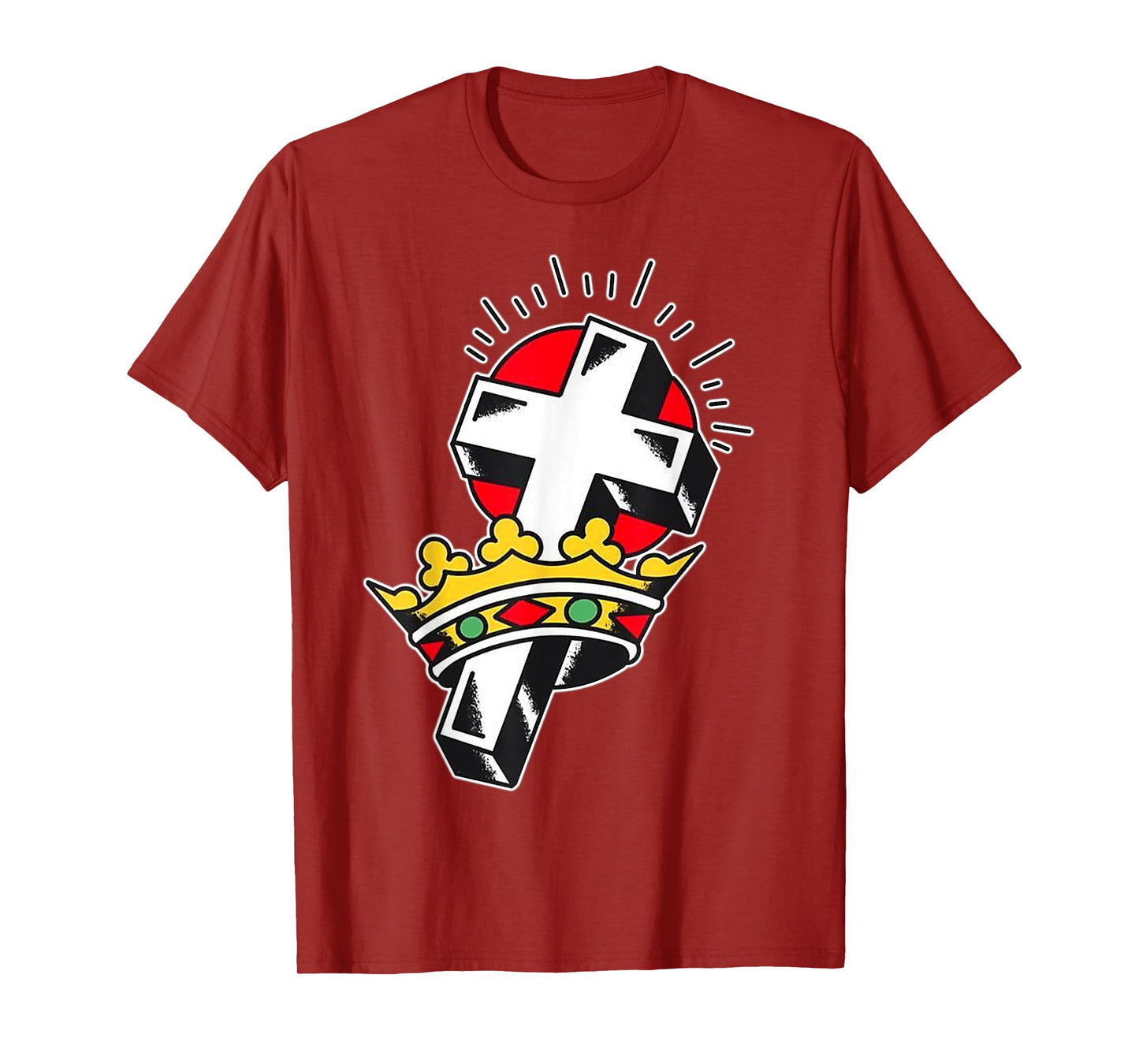 Crown x Crucifix Traditional Tattoo Flash T-Shirt