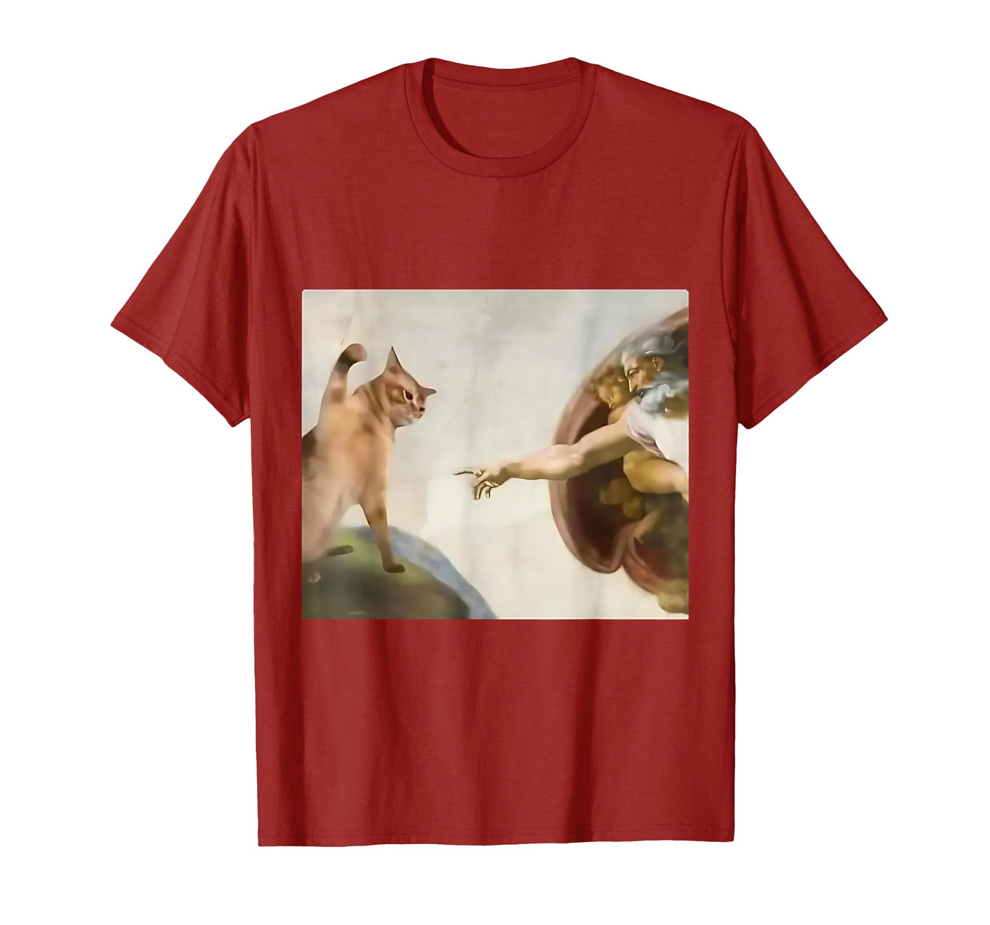 Funny Cat God Creation Of Adam Jesus Gen Z Meme Gifts T-Shirt