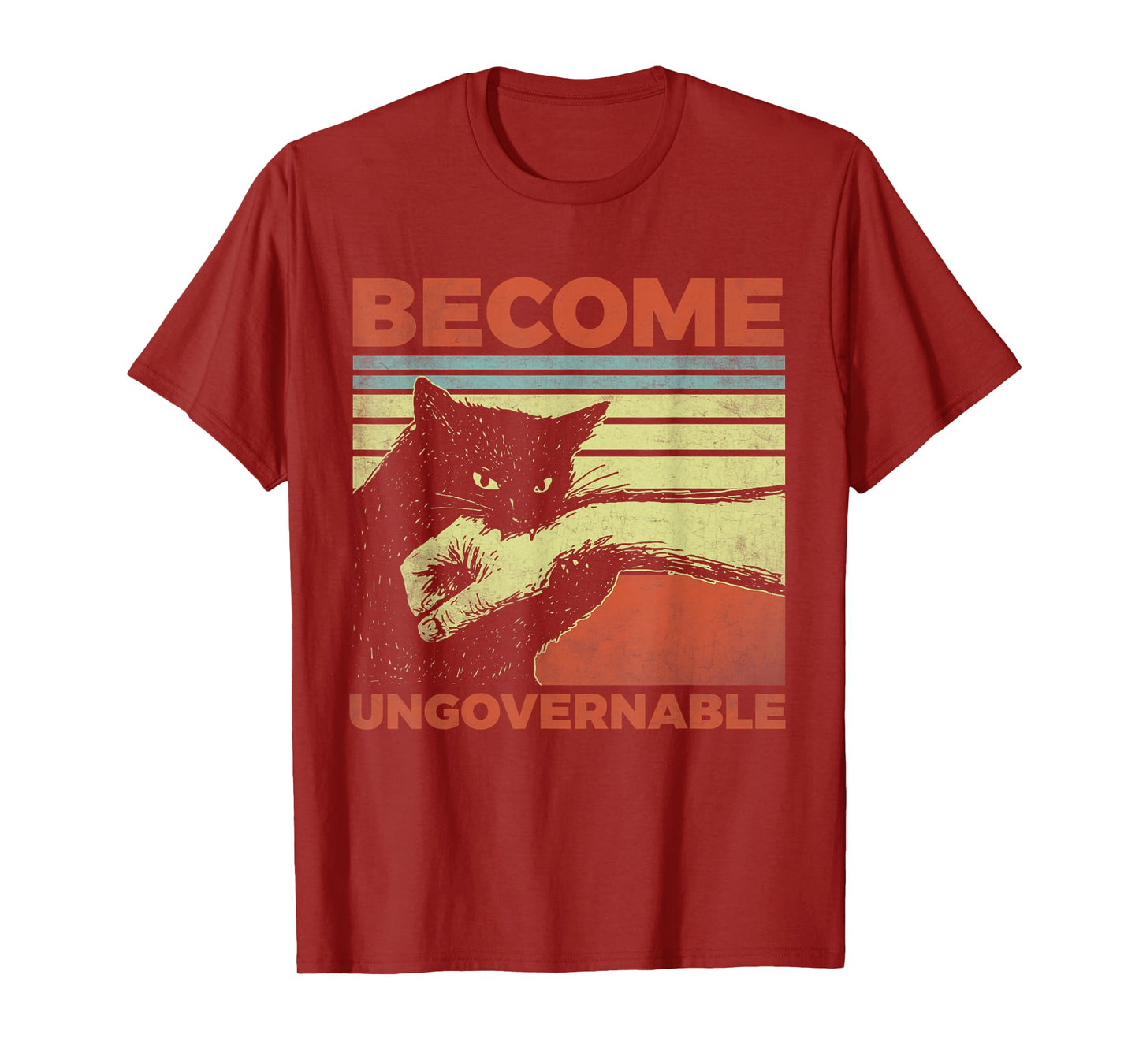 Become Ungovernable - Black Cat Biting Hand Funny T-Shirt