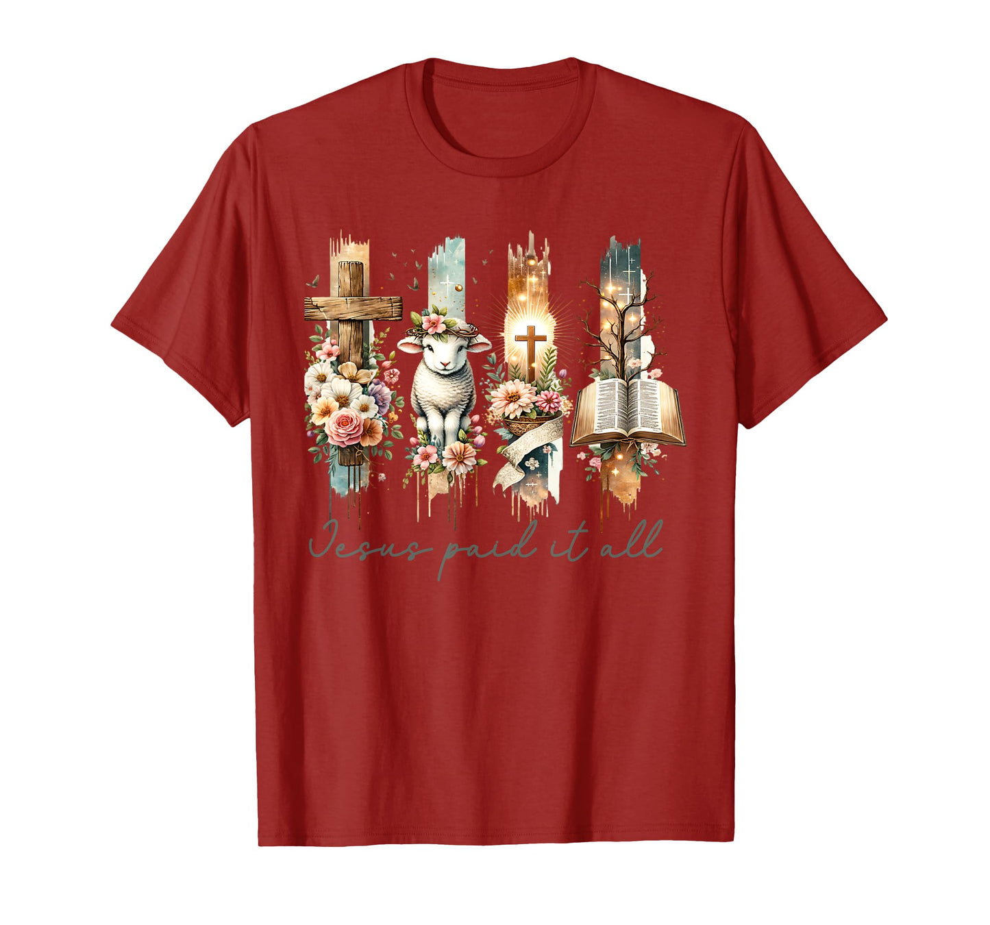 Jesus Paid It All Christian Cross Vintage Religious Easter T-Shirt