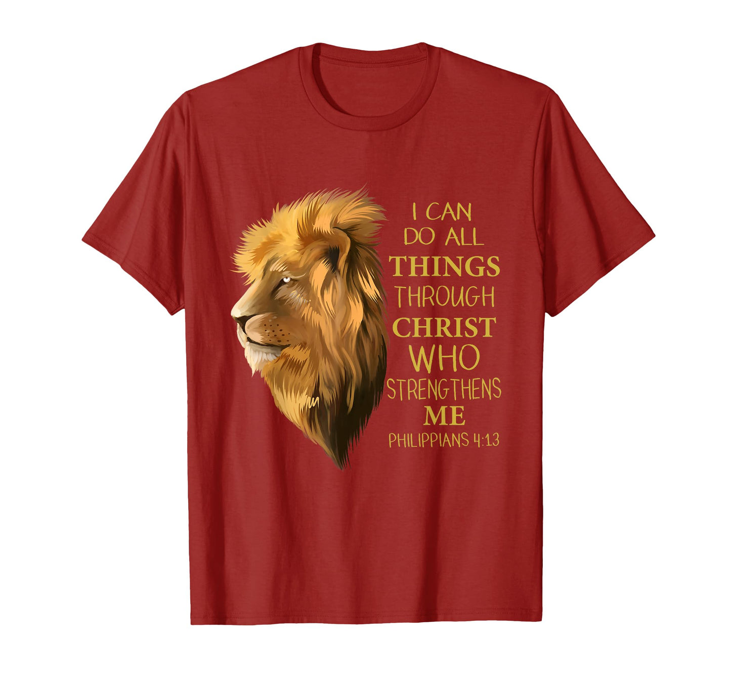 Philippians 4:13 Religious Lion Verses Funny Christian Gift T-Shirt