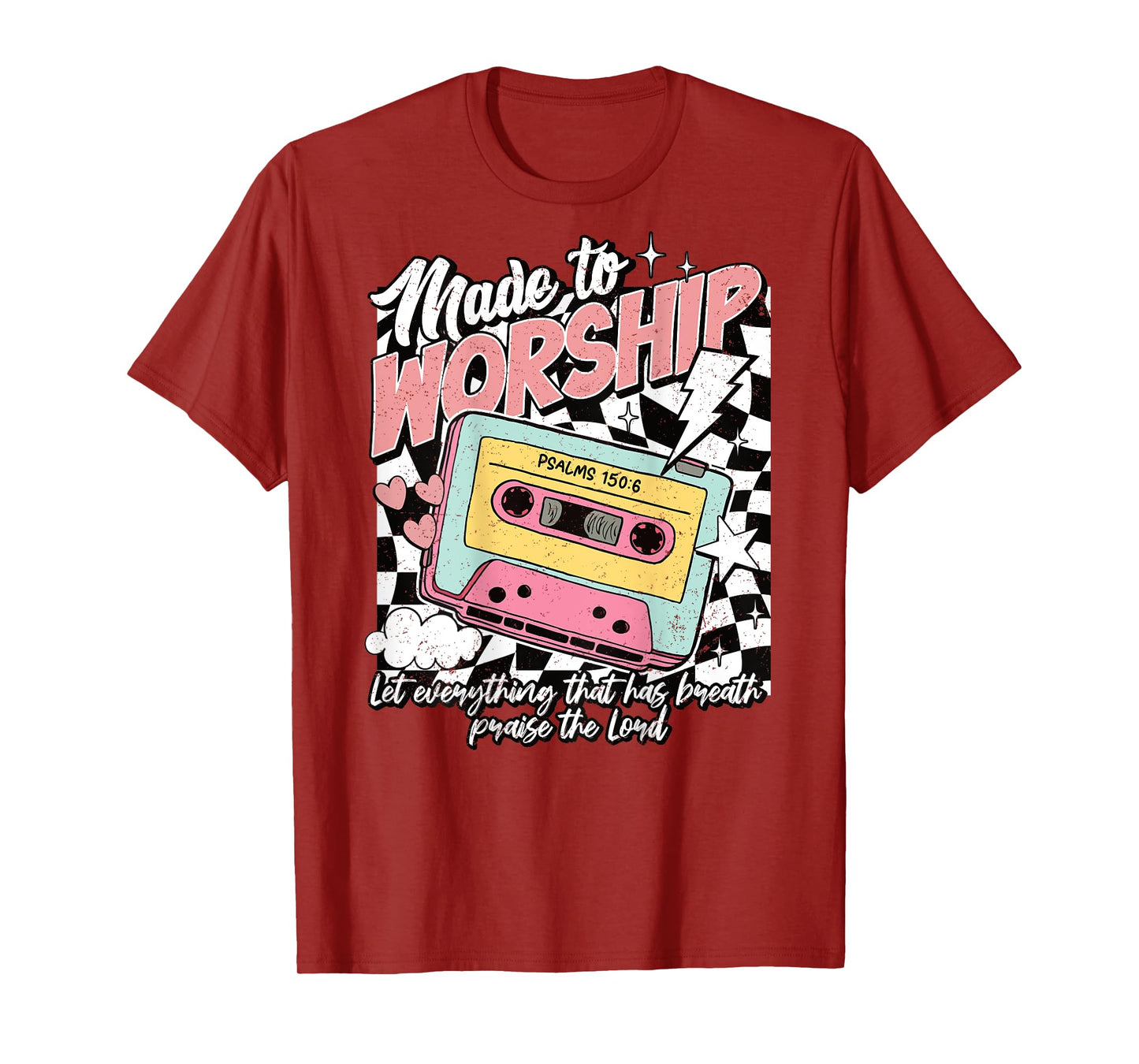 Retro Cassette Made to Worship Psalms 150:6 Christian Music T-Shirt