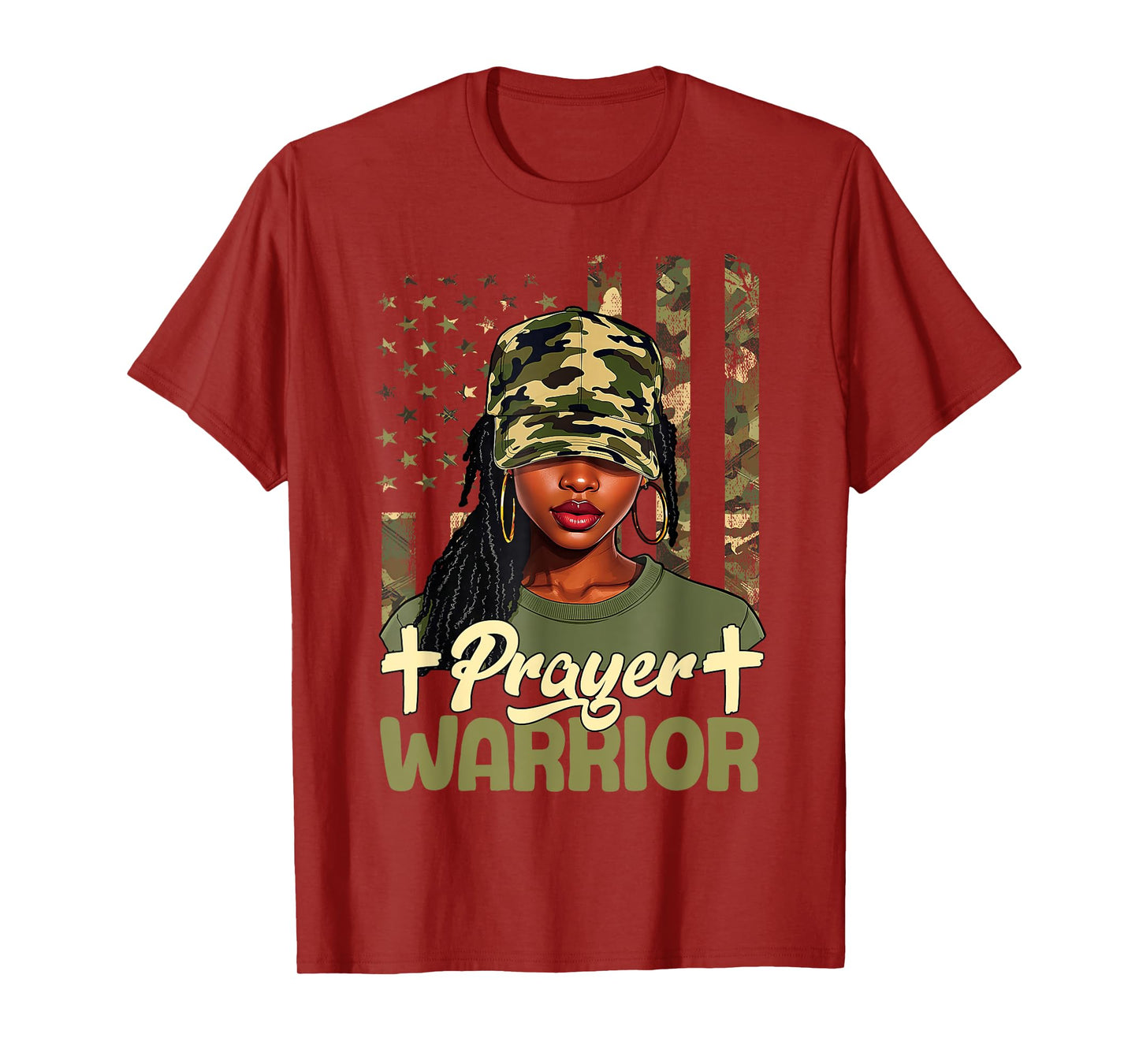 Praying Black Woman Afro Christian Sayings Prayer Warrior T-Shirt