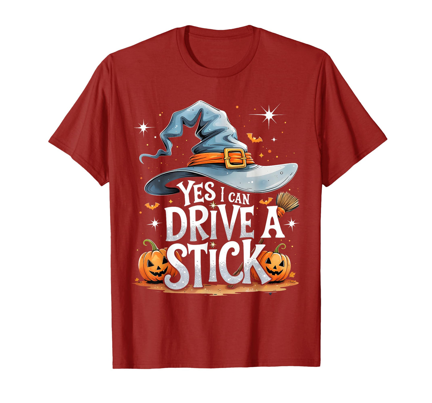 Yes I Can Drive a Stick Funny Halloween Witch Gift T-Shirt