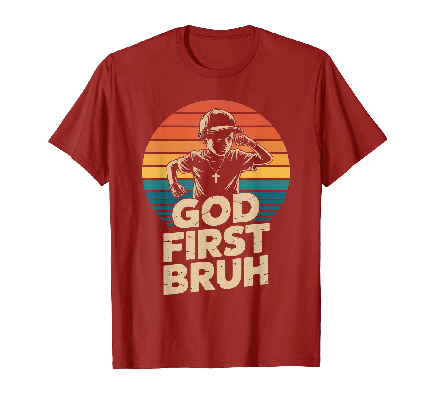 God First Bruh – Christian Kids Retro Dabbing T-Shirt