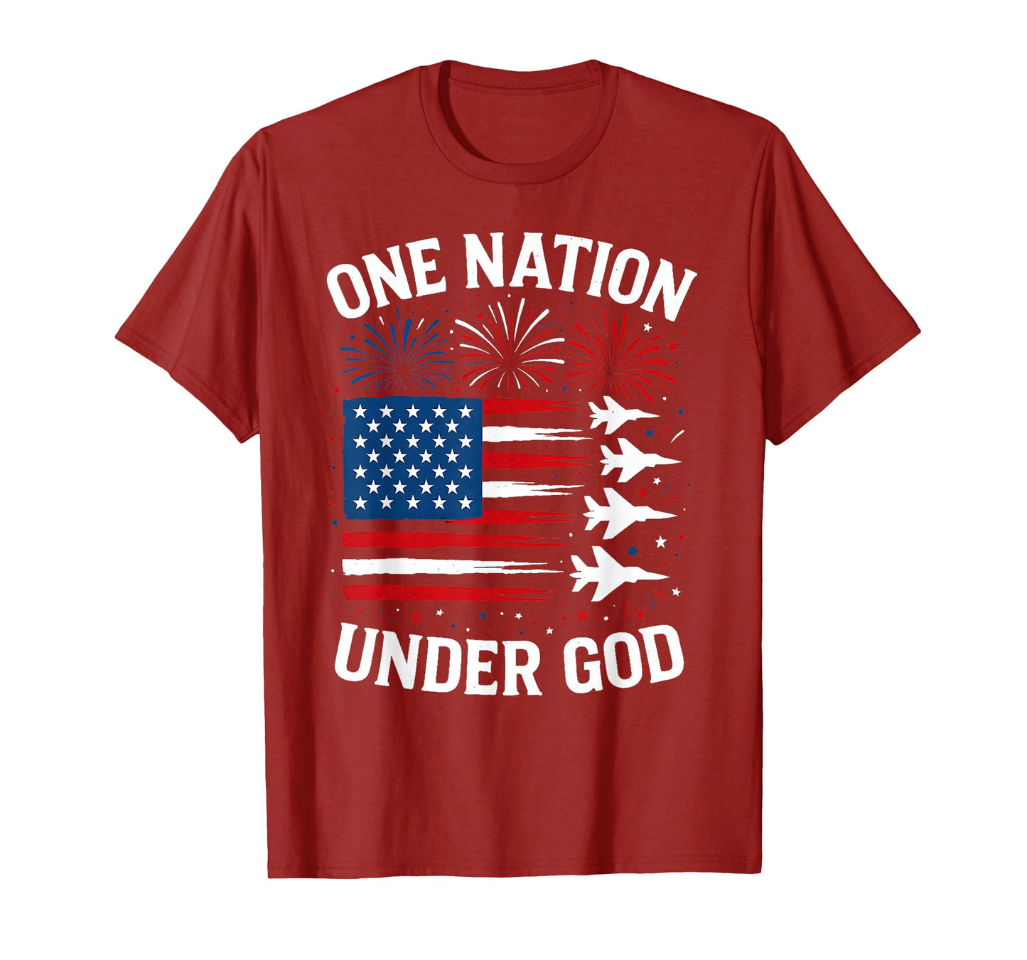 Patriotic One Nation Under God Boy 4th July USA Fighter Jet T-Shirt