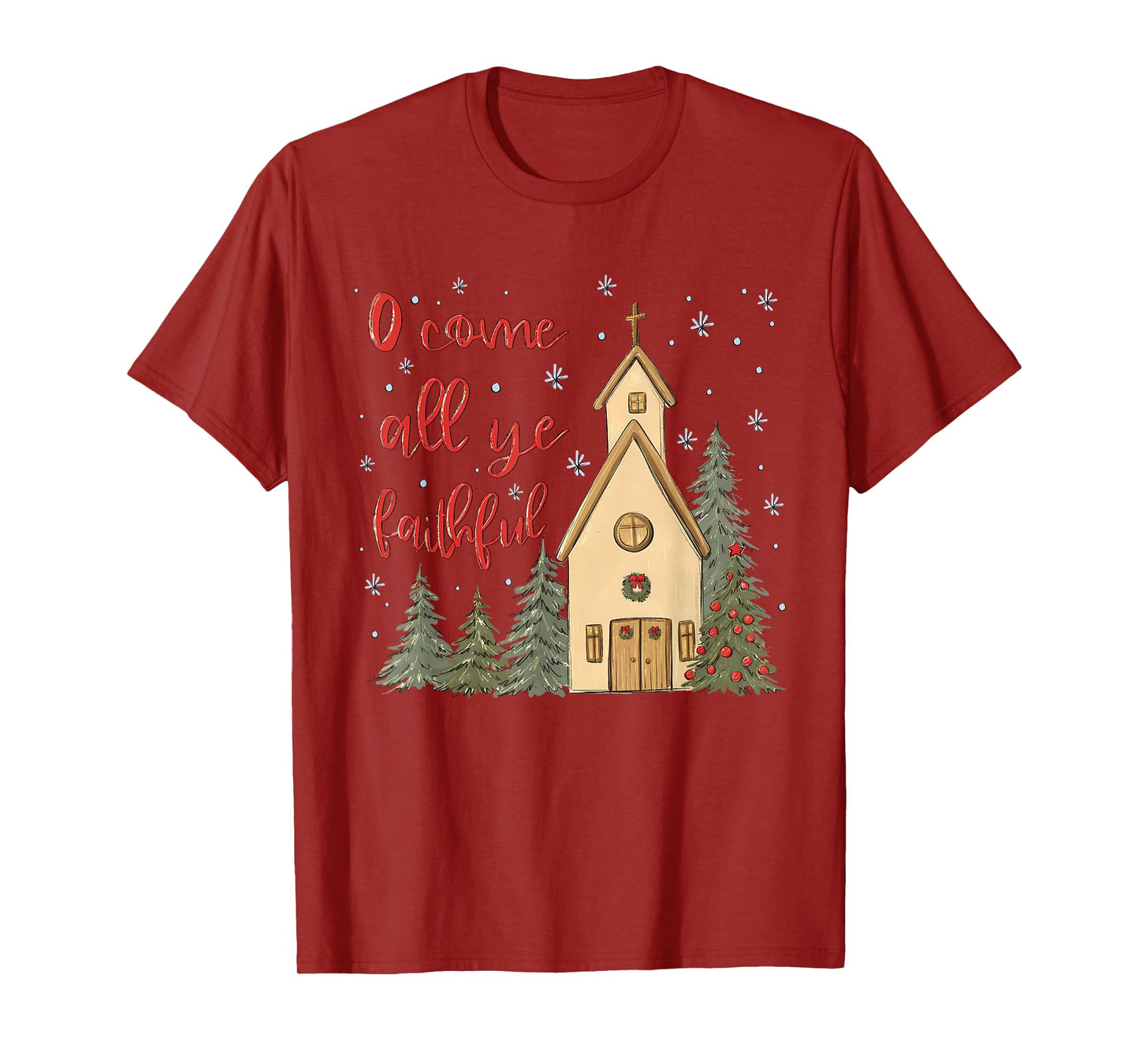 Vintage O Come All Ye Faithful Religious Christian Christmas T-Shirt