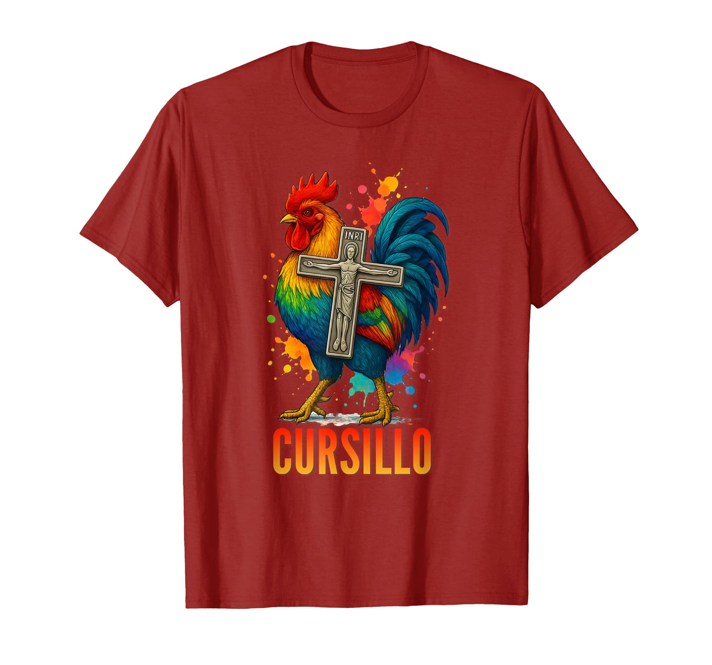 DeColores Cursillo Rainbow Rooster Catholic T-Shirt
