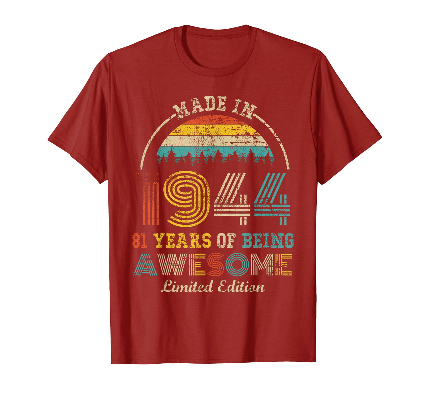 Born in 1944 81 Years Being Awesome Vintage 81st Birthday T-Shirt