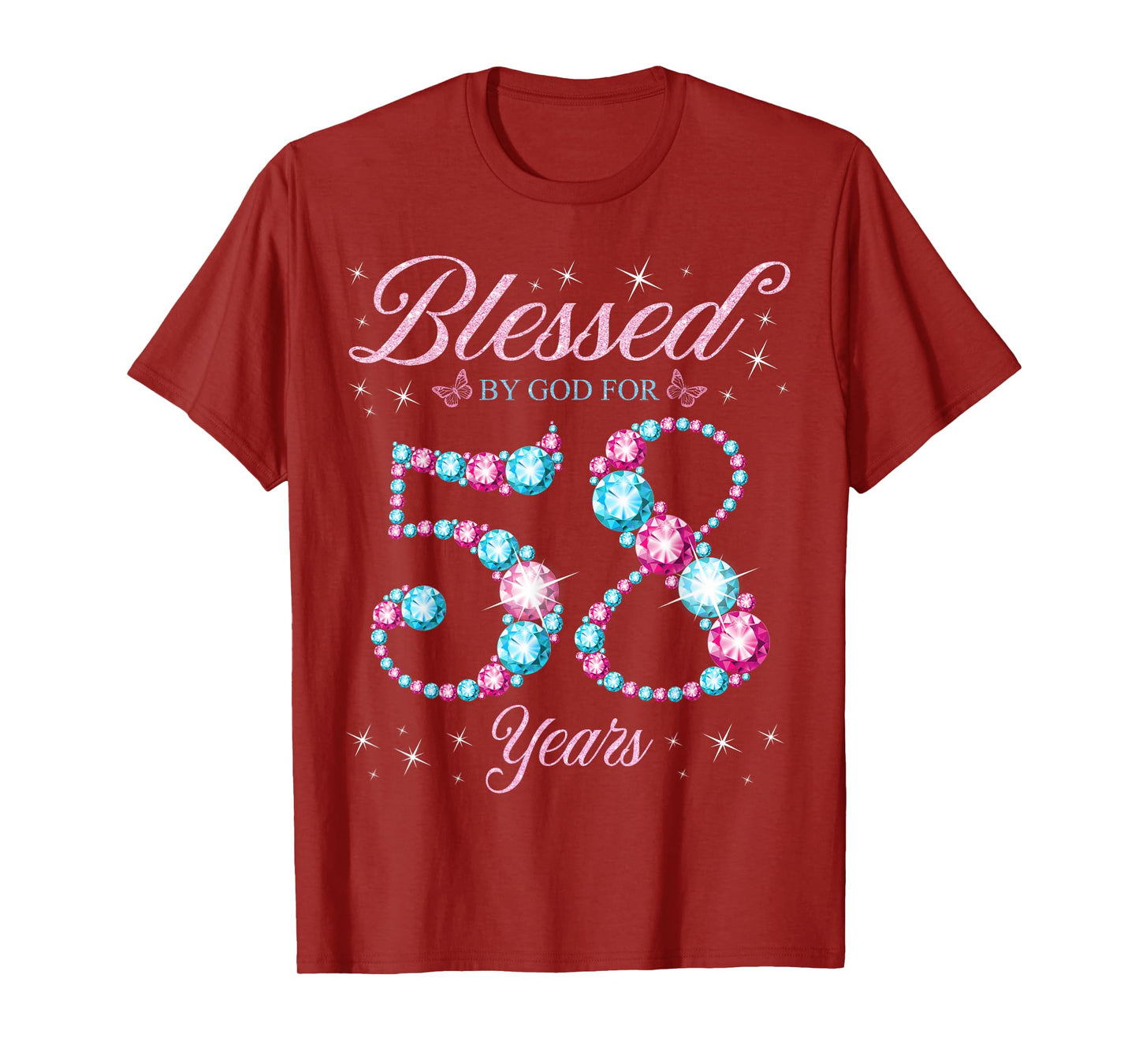 Blessed By God For 58 Years Old 58th Birthday Woman Queen T-Shirt