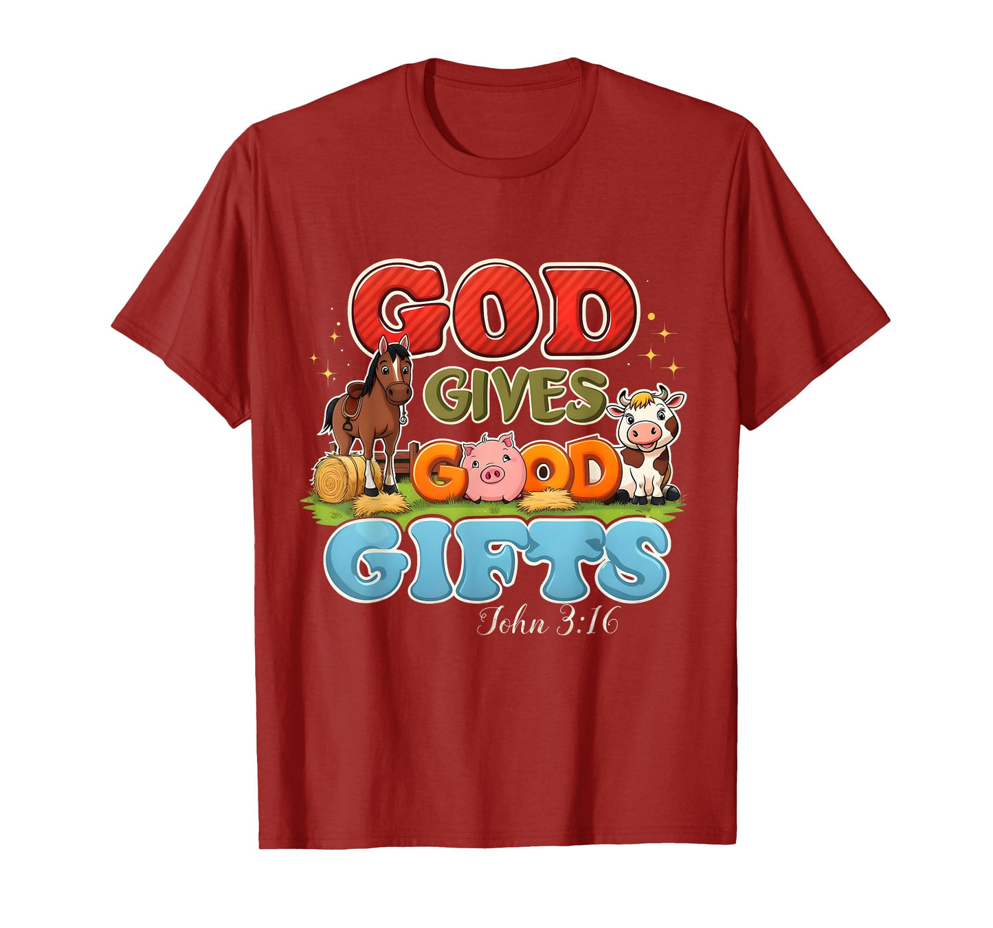 God Gives Good Gifts Farm Bible Verse Yee Haw VBS 2025 T-Shirt