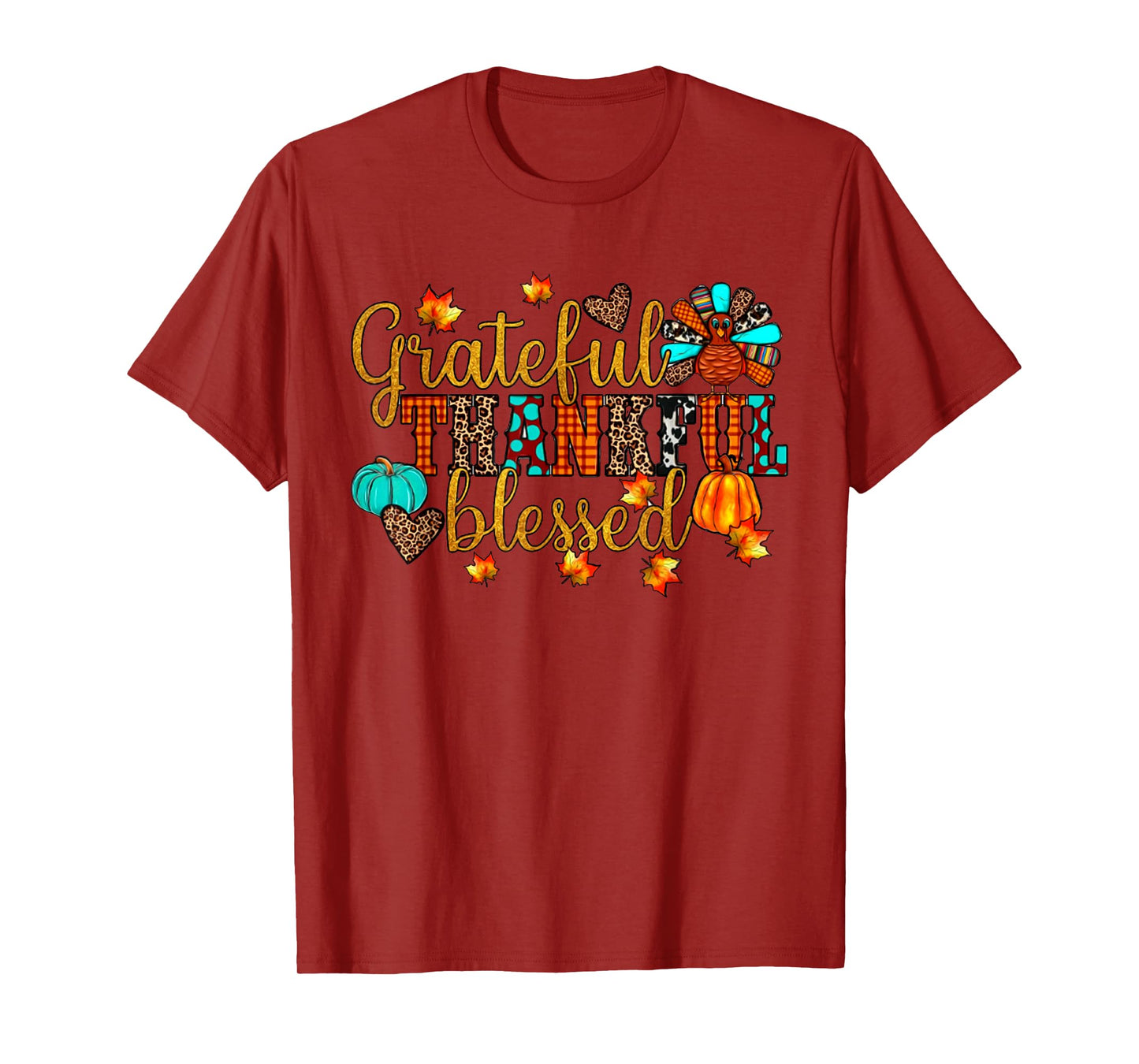 Thankful Grateful Blessed Christian Religious Thanksgiving T-Shirt