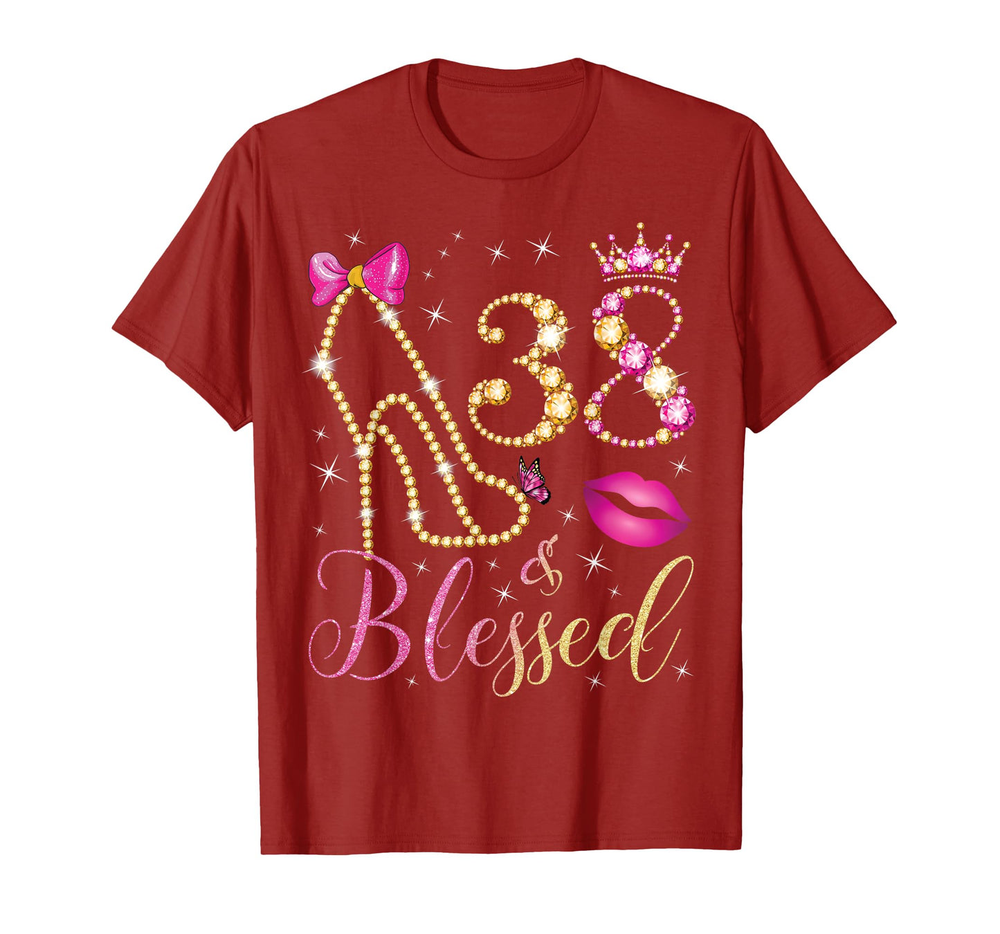 38 & Blessed 38th Birthday Party 38 Years Old Woman Queen T-Shirt