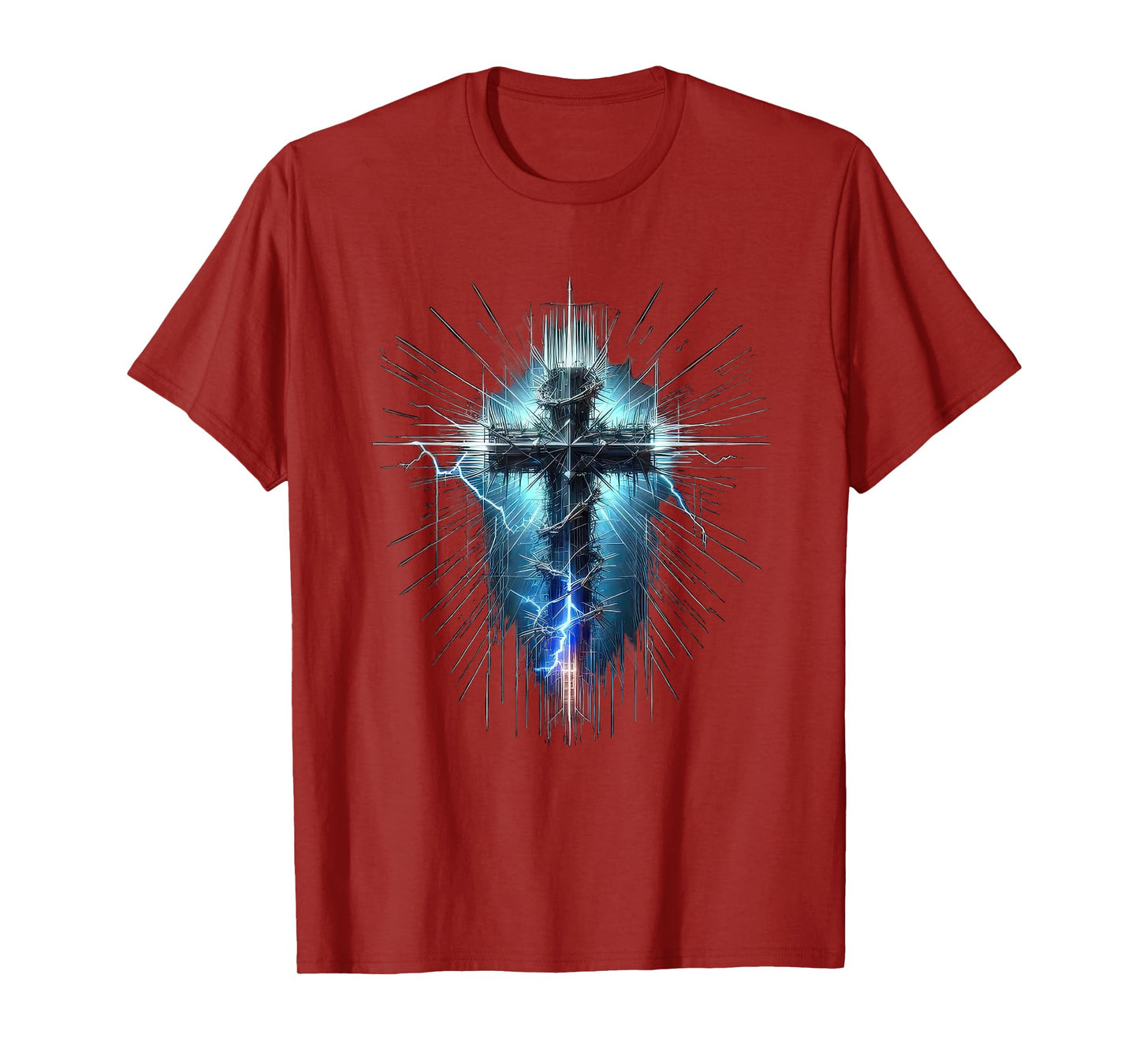 Christian Cross Punk Art Style Distressed Crown of thorns T-Shirt